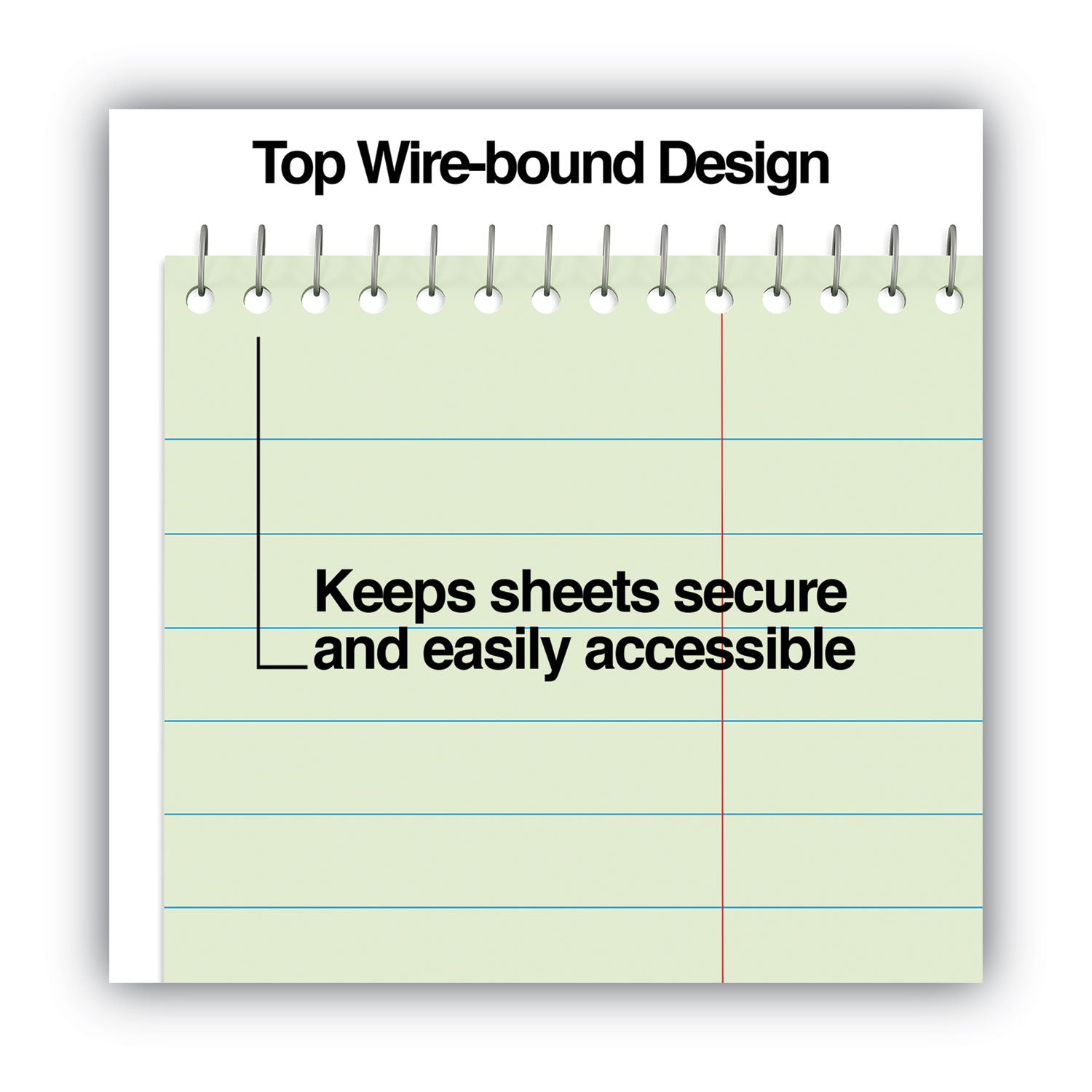Universal® Steno Pads, Pitman Rule, Red Cover, 60 Green-Tint 6 X 9 Sheets