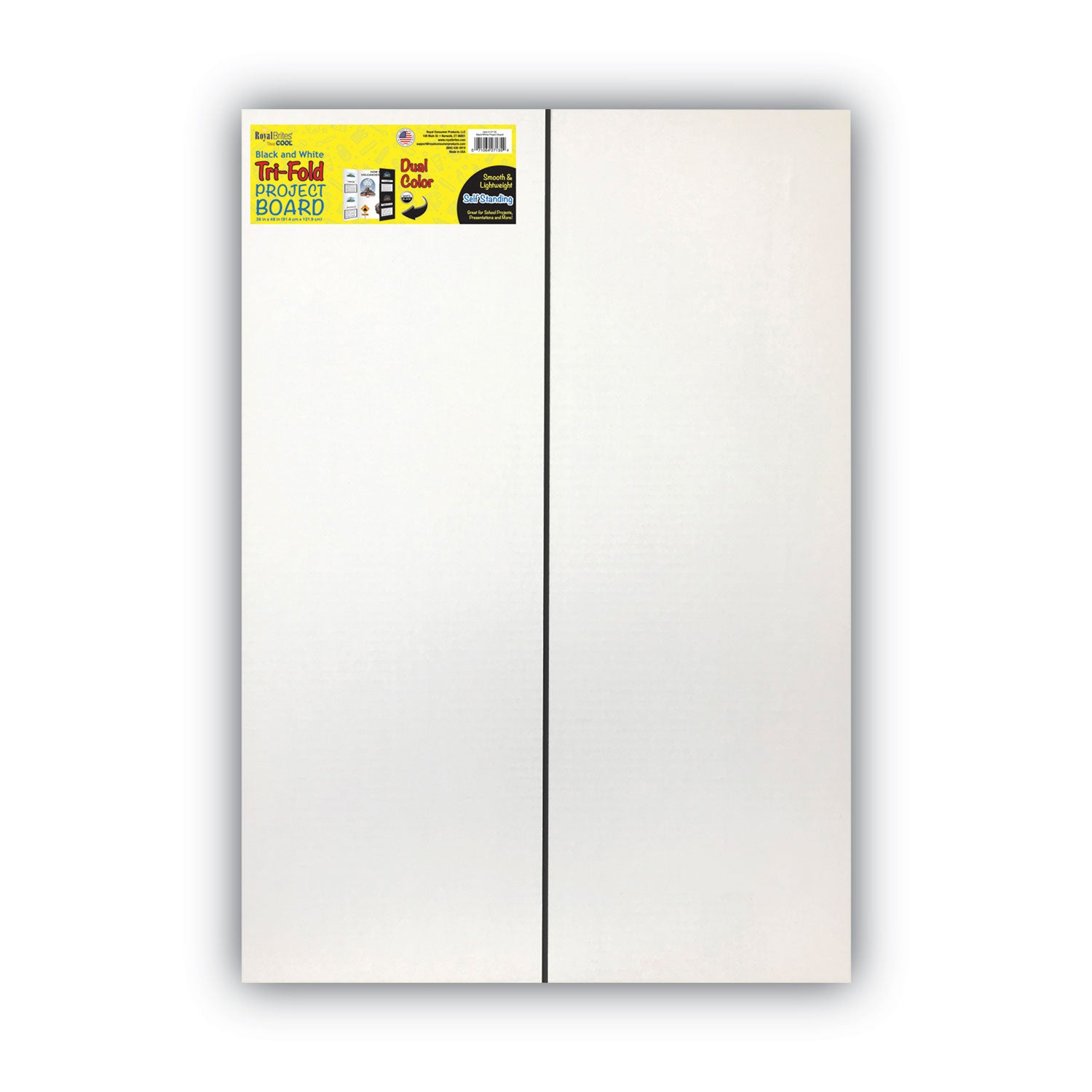 Eco Brites Two Cool Tri-Fold Poster Board, 36 X 48, Black/white, 6/carton