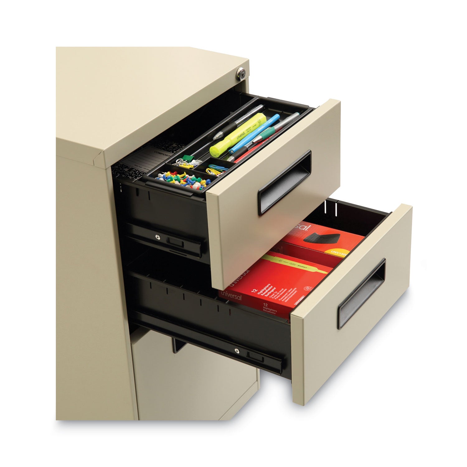 Alera® File Pedestal, Left Or Right, 3-Drawers: Box/box/file, Legal/letter, Putty, 14.96" X 19.29" X 27.75"