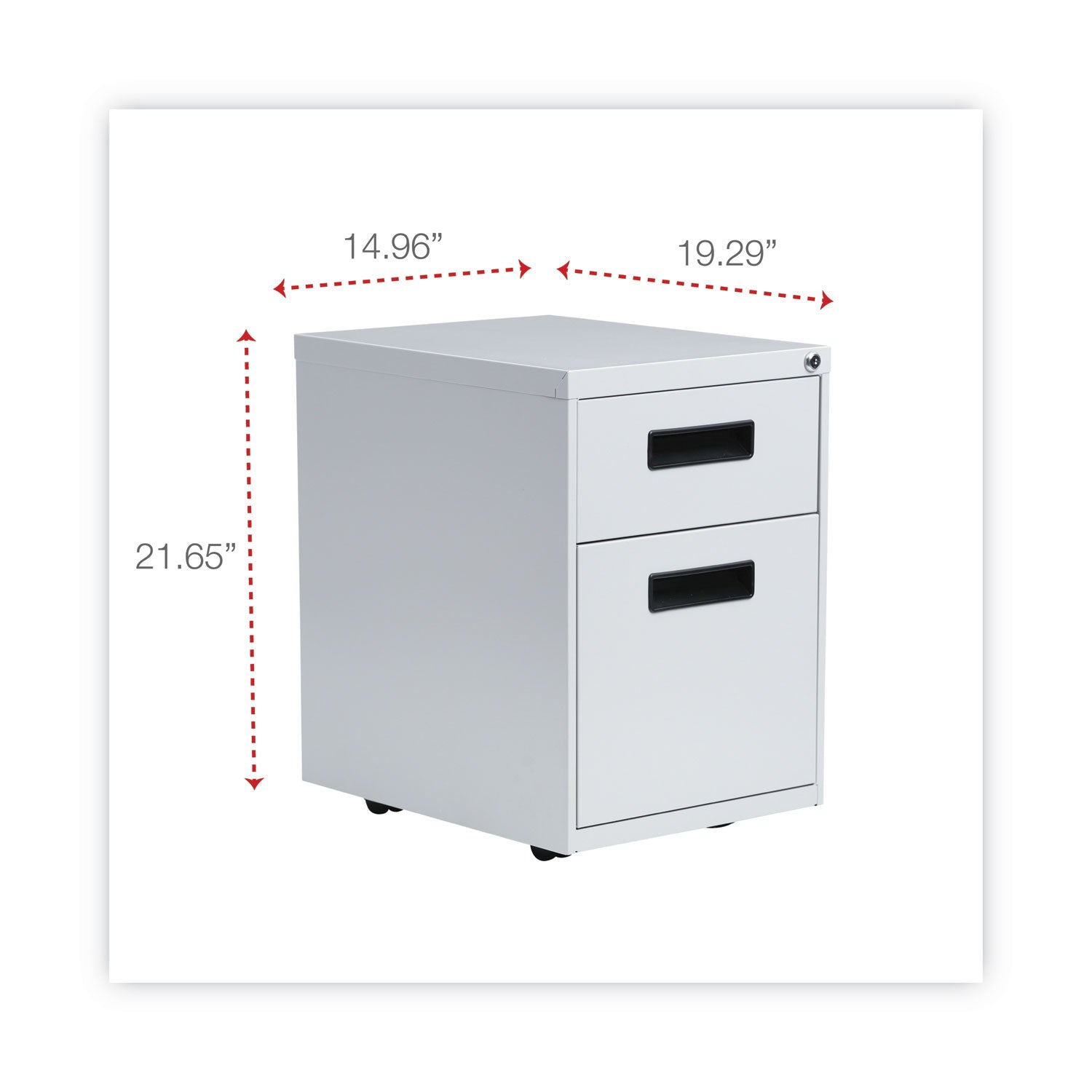 Alera® File Pedestal, Left Or Right, 2-Drawers: Box/file, Legal/letter, Light Gray, 14.96" X 19.29" X 21.65"