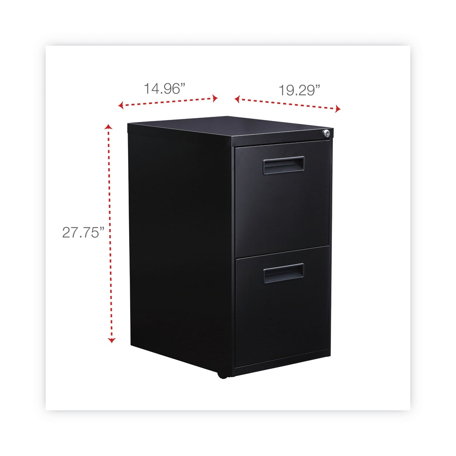 Alera® File Pedestal, Left Or Right, 2 Legal/letter-Size File Drawers, Black, 14.96" X 19.29" X 27.75"