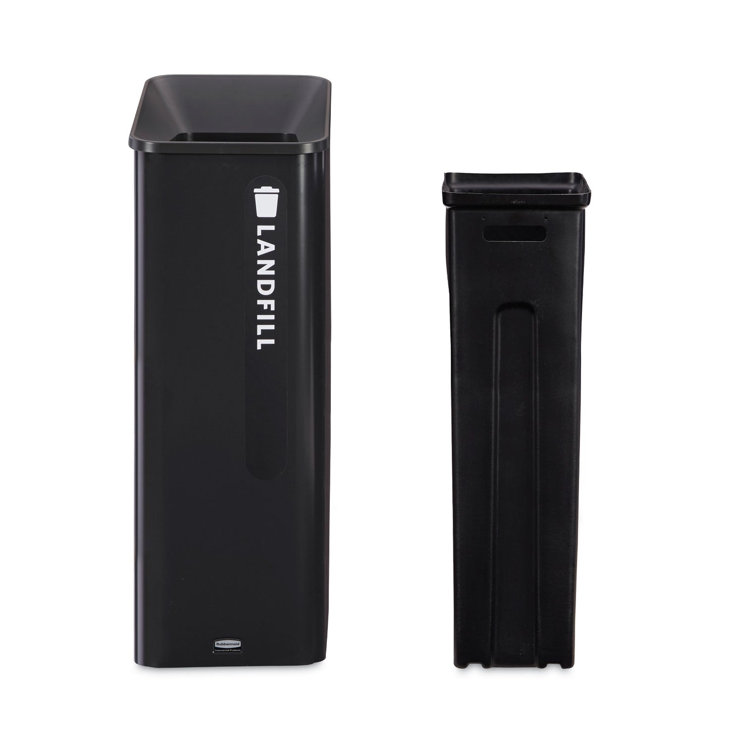 Rubbermaid® Commercial Sustain Decorative Refuse with Recycling Lid, 15 gal, Metal/Plastic, Black