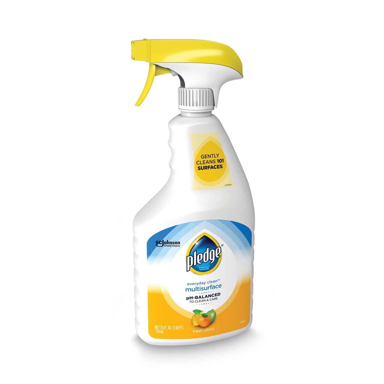 Pledge® pH-Balanced Everyday Clean Multisurface Cleaner, Clean Citrus Scent, 25 oz Trigger Spray Bottle, 6/Carton