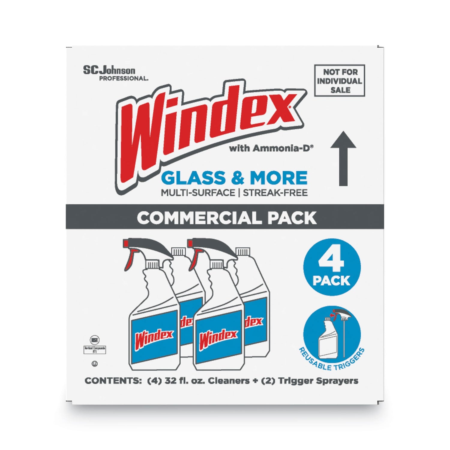 Windex® Original Glass Cleaner, Fresh Scent, 32 Oz Spray Bottle, 4/carton