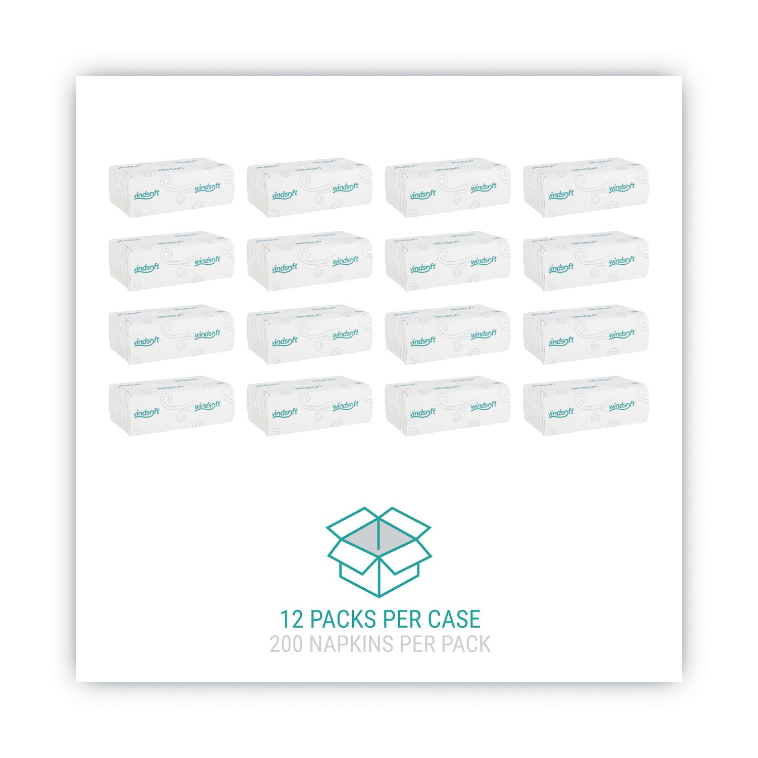 Windsoft® C-Fold Paper Towels, 1-Ply, 10.2 x 13.25, White, 200/Pack, 12 Packs/Carton