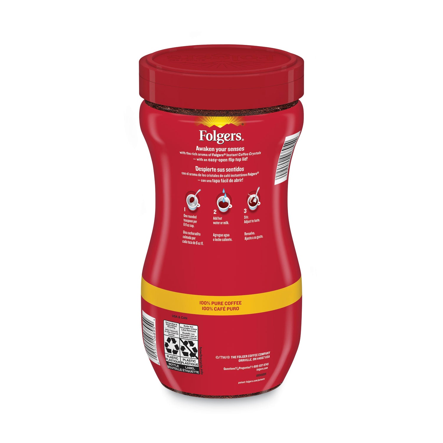 Folgers® Instant Coffee Crystals, Classic Roast, 16oz Jar