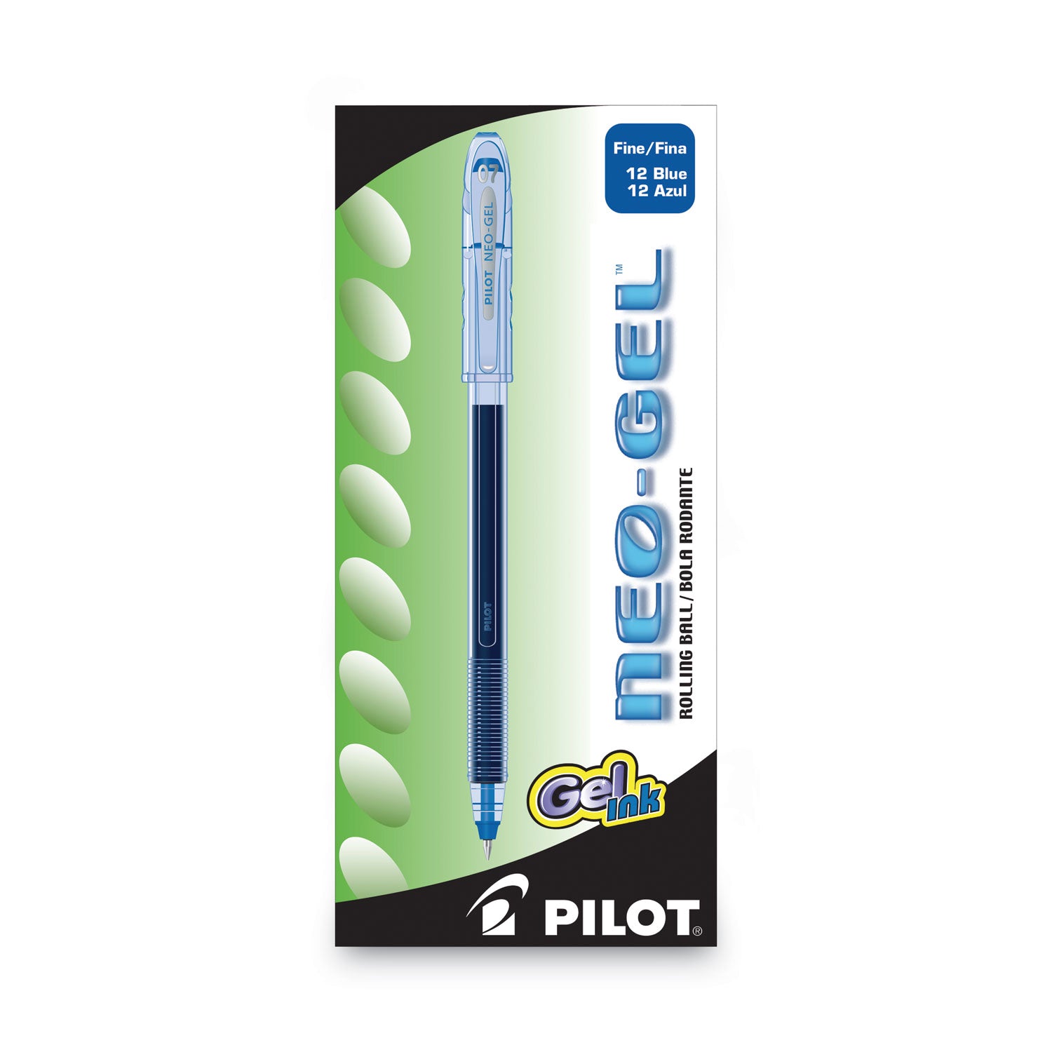 Pilot® Neo-Gel Gel Pen, Stick, Fine 0.7 mm, Blue Ink, Translucent Blue Barrel, Dozen