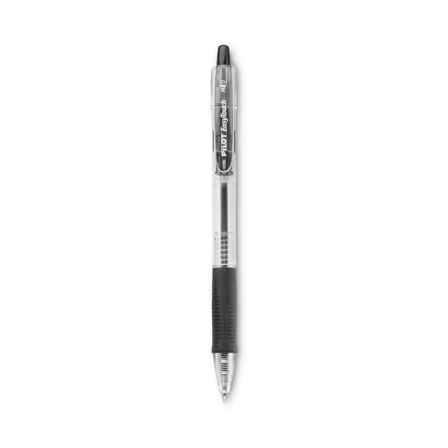 EasyTouch Ballpoint Pen, Retractable, Medium 1 mm, Black Ink, Clear Barrel, Dozen