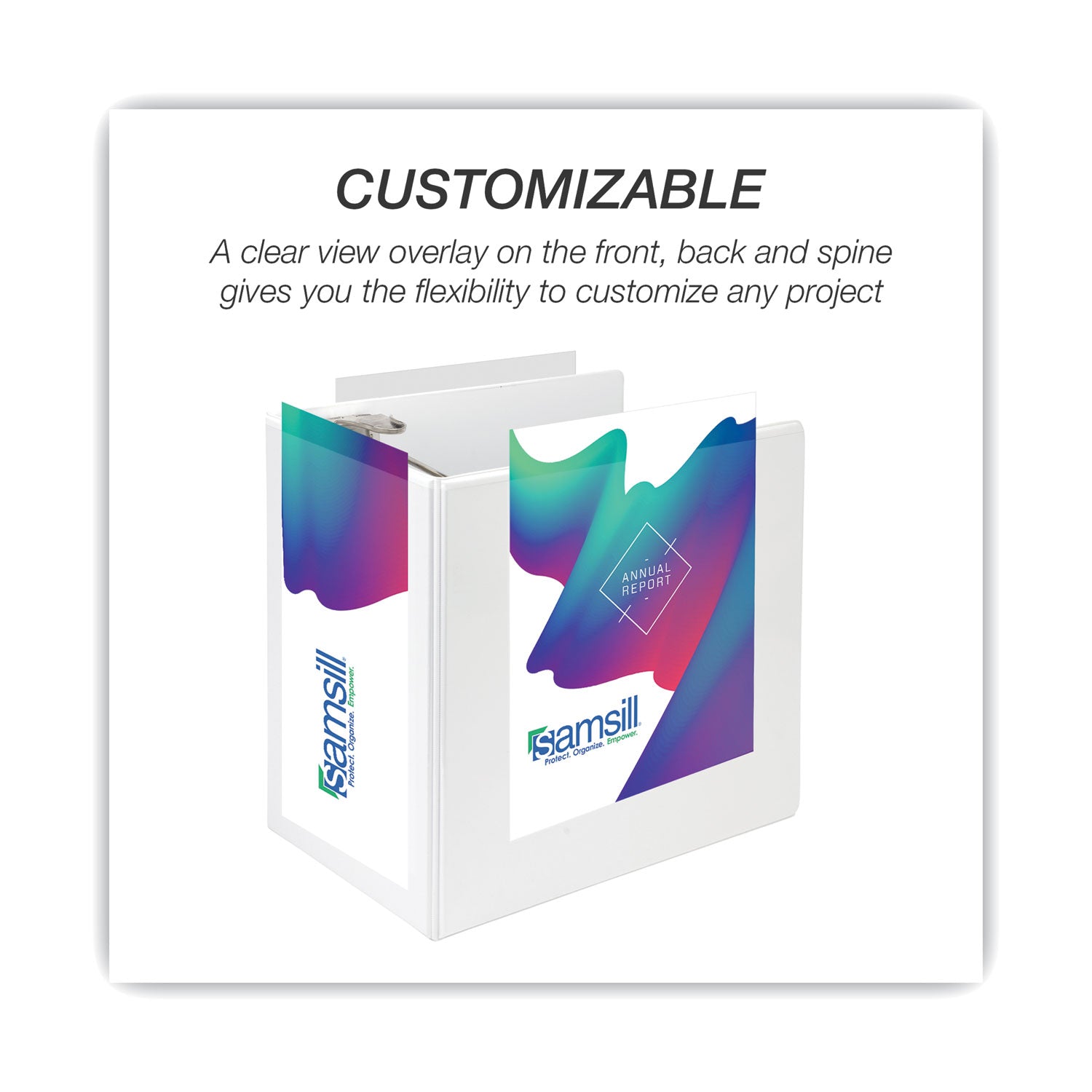 Samsill® Nonstick D-Ring View Binder, 3 Rings, 6" Capacity, 11 X 8.5, White