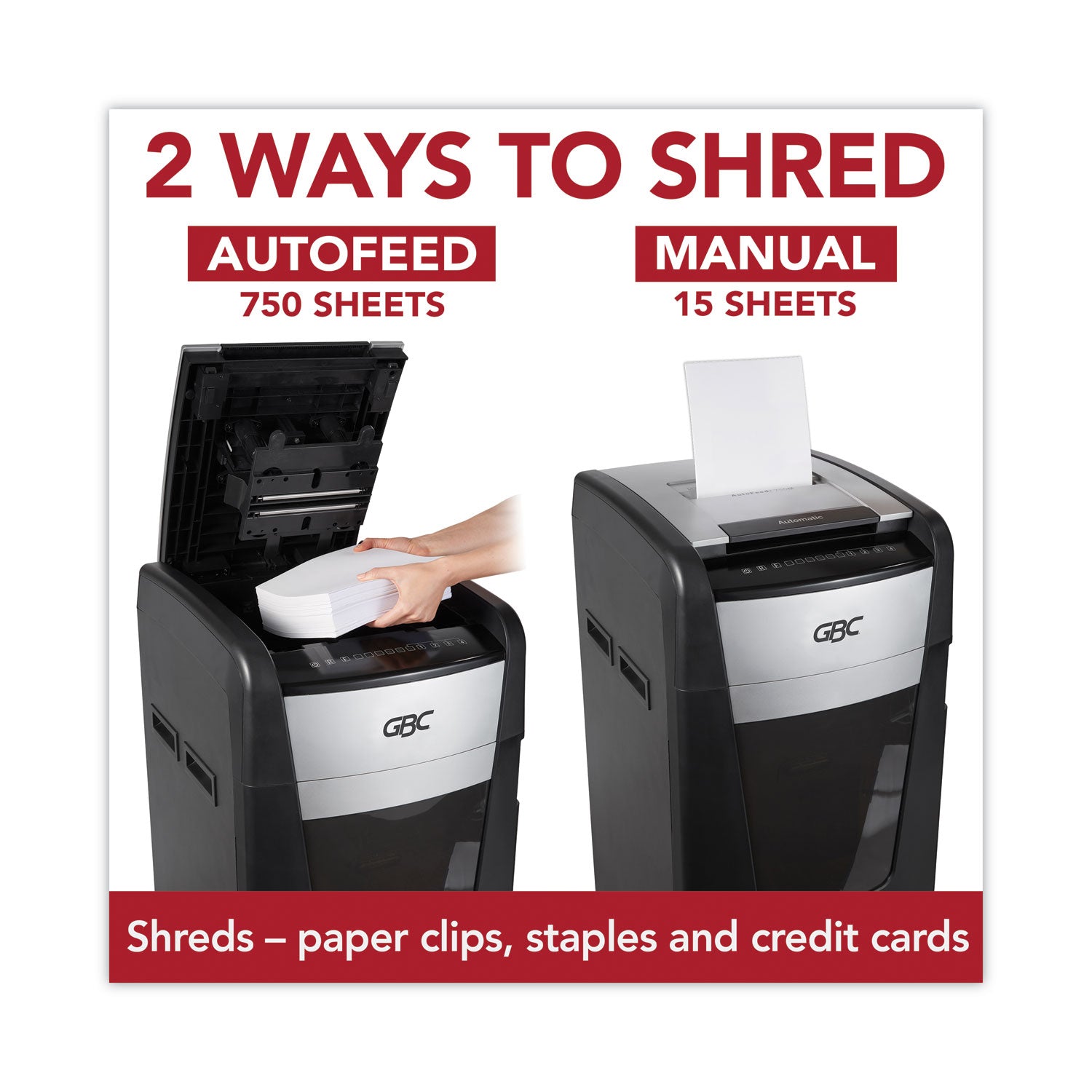 GBC® Autofeed+ 750M Micro-Cut Large Office Shredder, 750 Auto/15 Manual Sheet Capacity