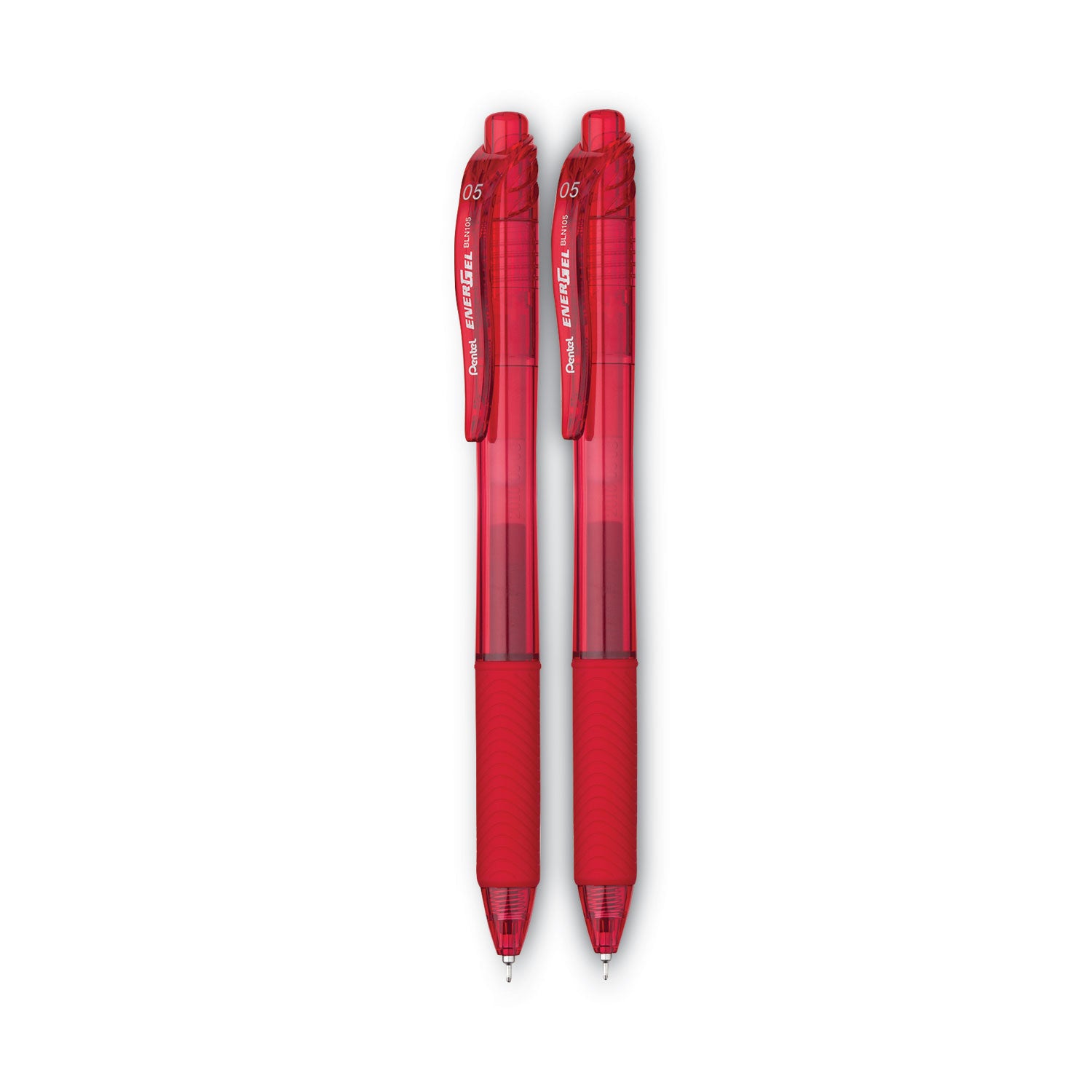 Pentel® EnerGel-X Gel Pen, Retractable, Fine 0.5 mm, Red Ink, Translucent Red/Red Barrel, Dozen