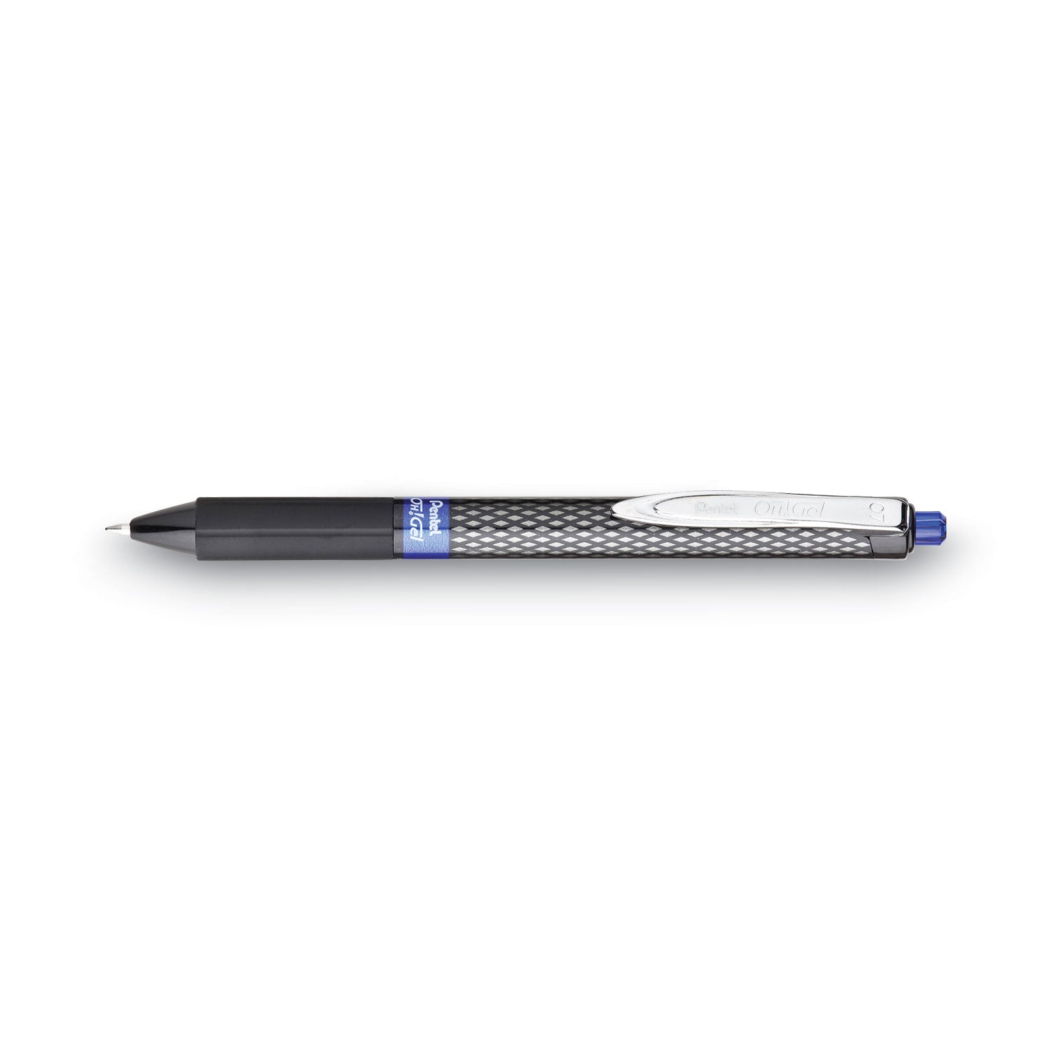 Pentel® Oh! Gel Pen, Retractable, Medium 0.7 Mm, Blue Ink, Black Barrel, Dozen