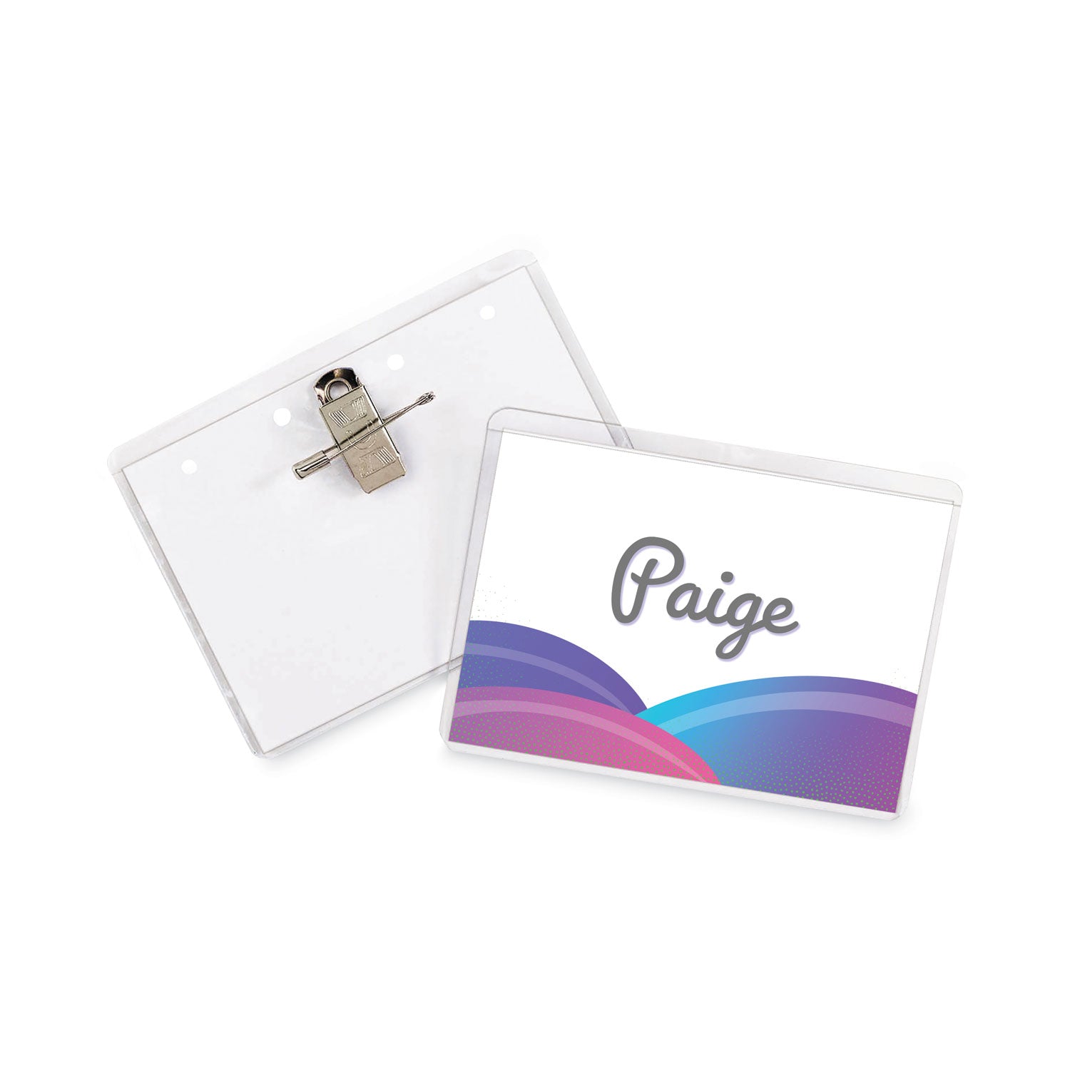 C-Line® Name Badge Kits, Top Load, 4 X 3, Clear, Combo Clip/pin, 50/box