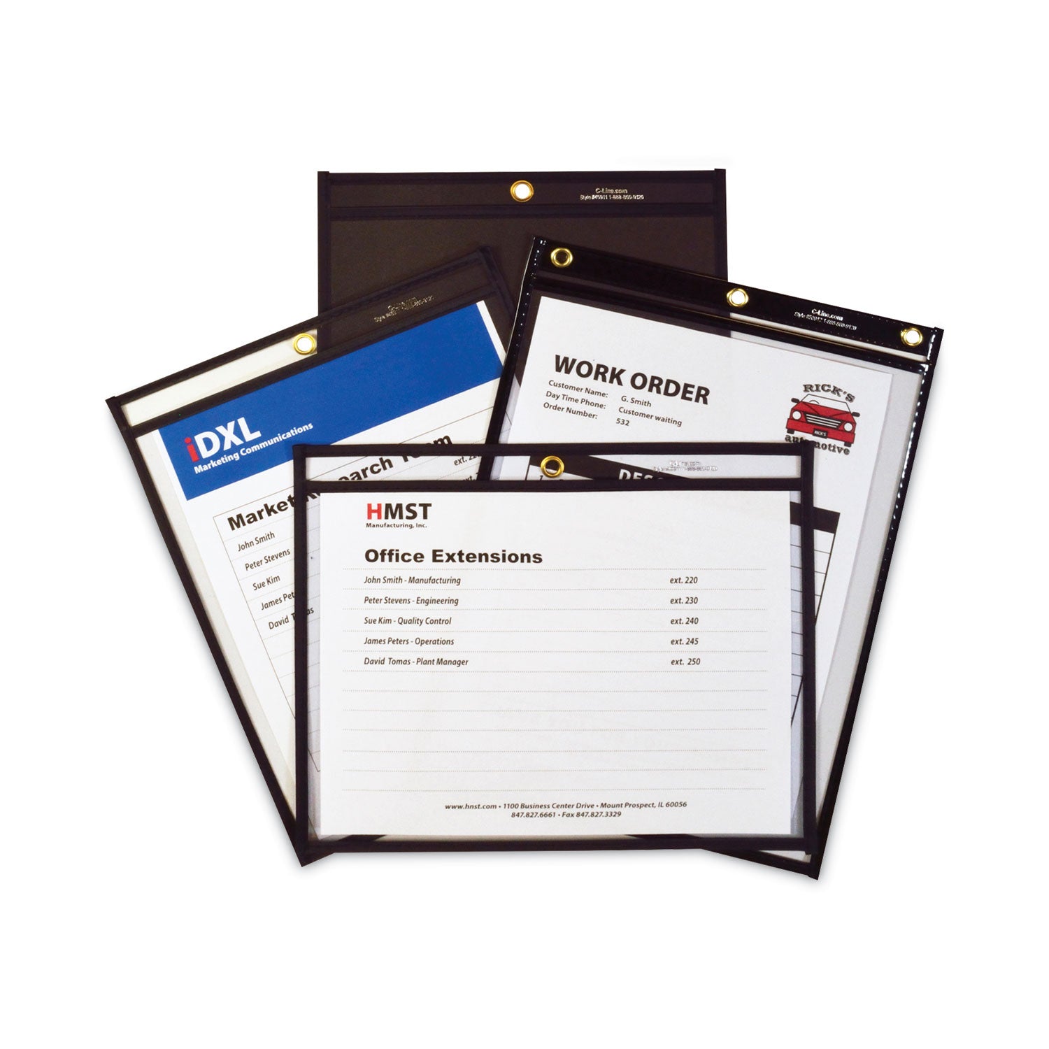 C-Line® Heavy-Duty Super Heavyweight Plus Stitched Shop Ticket Holders, Clear/Black, 9 X 12, 15/Box