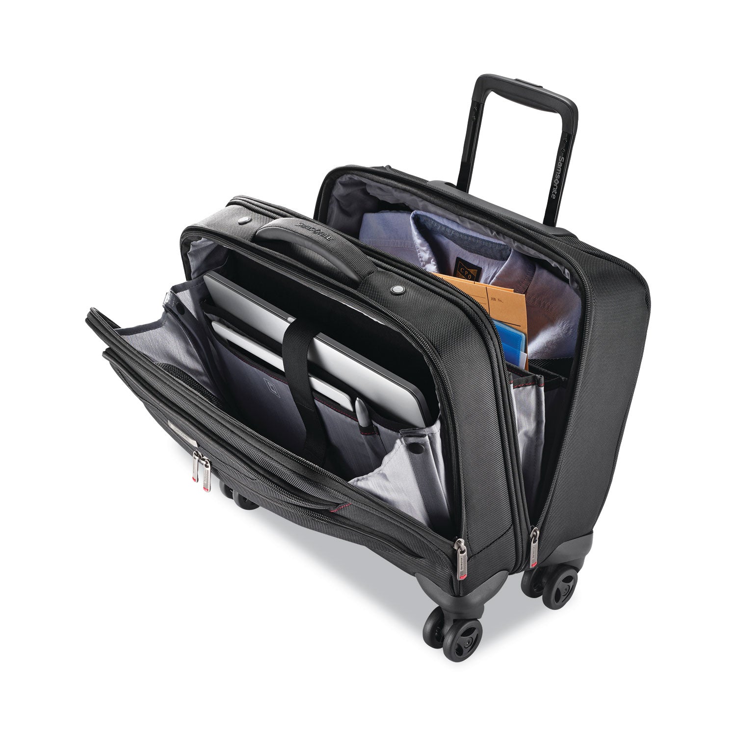 Samsonite® Xenon 3 Spinner Mobile Office, Fits Devices Up to 15.6", Ballistic Polyester, 13.25 x 7.25 x 16.25, Black