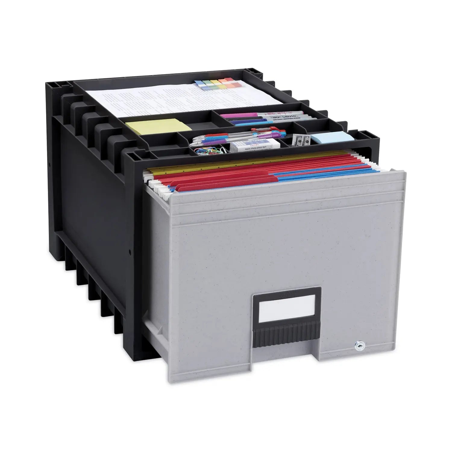Archive Storage Drawers with Key Lock, Letter Files, 15.25" x 18" x 11.5", Black/Gray Storex Flipcost