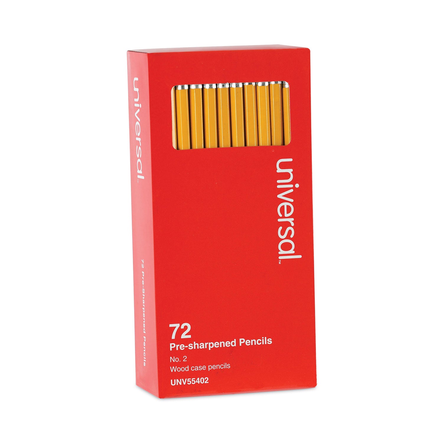 Universal™ #2 Pre-Sharpened Woodcase Pencil, Hb (#2), Black Lead, Yellow Barrel, 72/pack