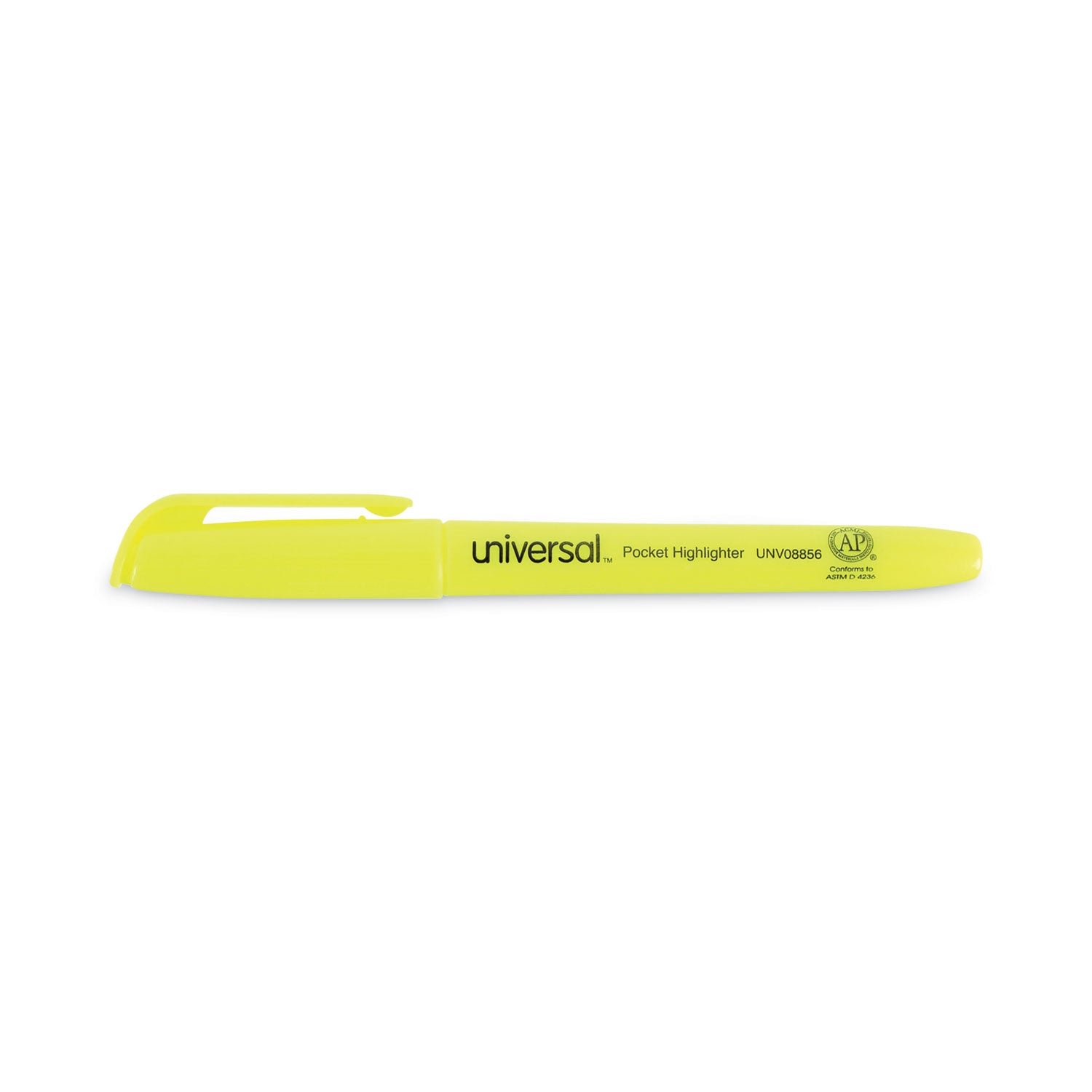 Universal™ Pocket Highlighter Value Pack, Fluorescent Yellow Ink, Chisel Tip, Yellow Barrel, 36/pack
