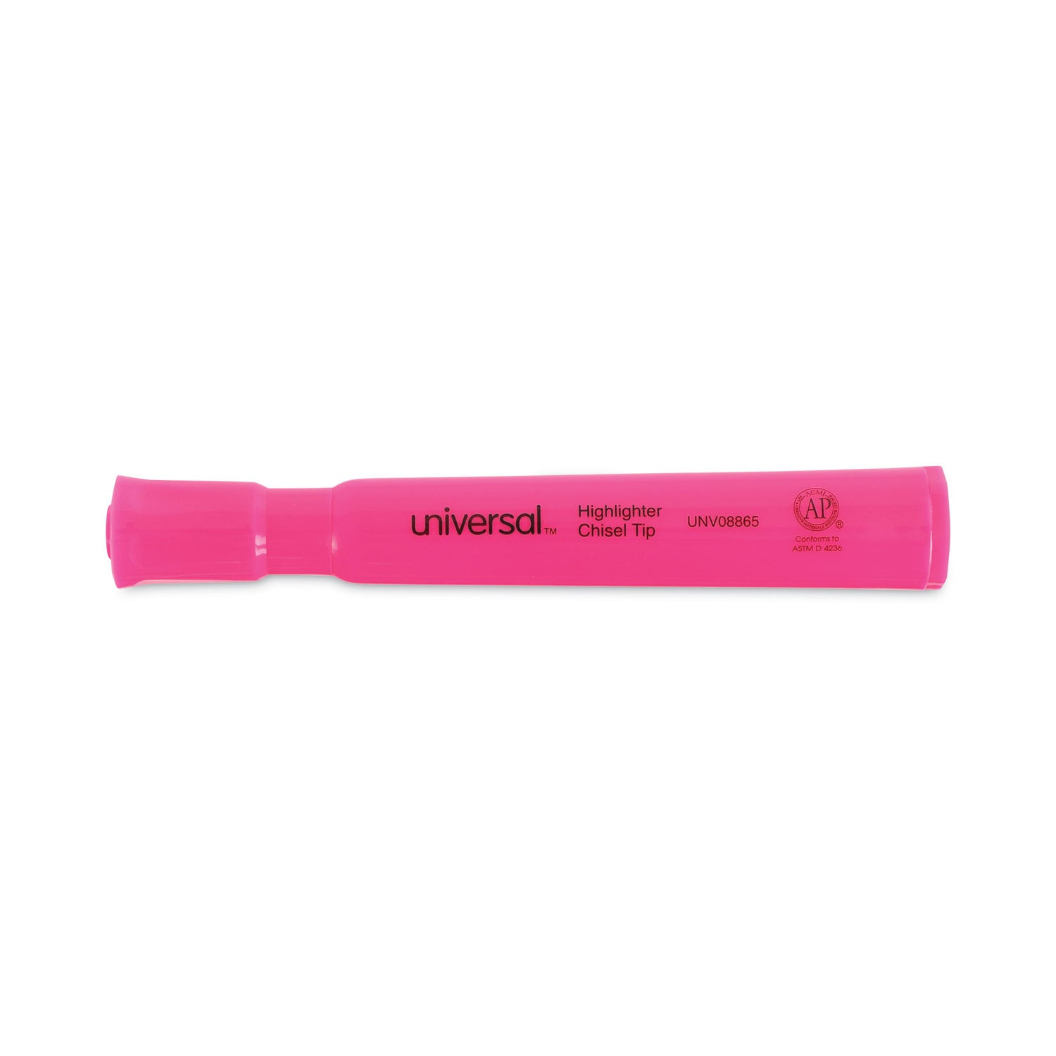 Universal™ Desk Highlighters, Fluorescent Pink Ink, Chisel Tip, Pink Barrel, Dozen