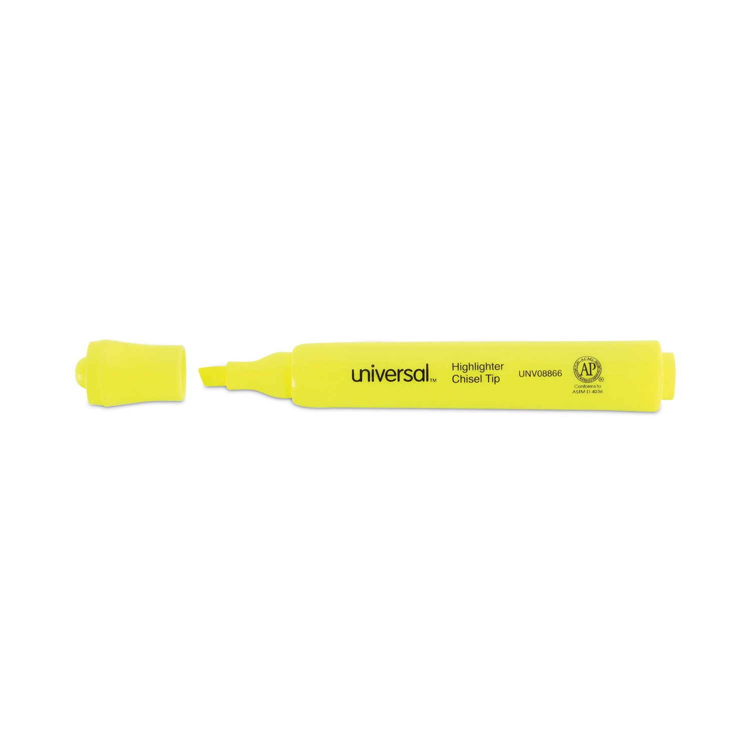 Universal™ Desk Highlighter Value Pack, Fluorescent Yellow Ink, Chisel Tip, Yellow Barrel, 36/pack