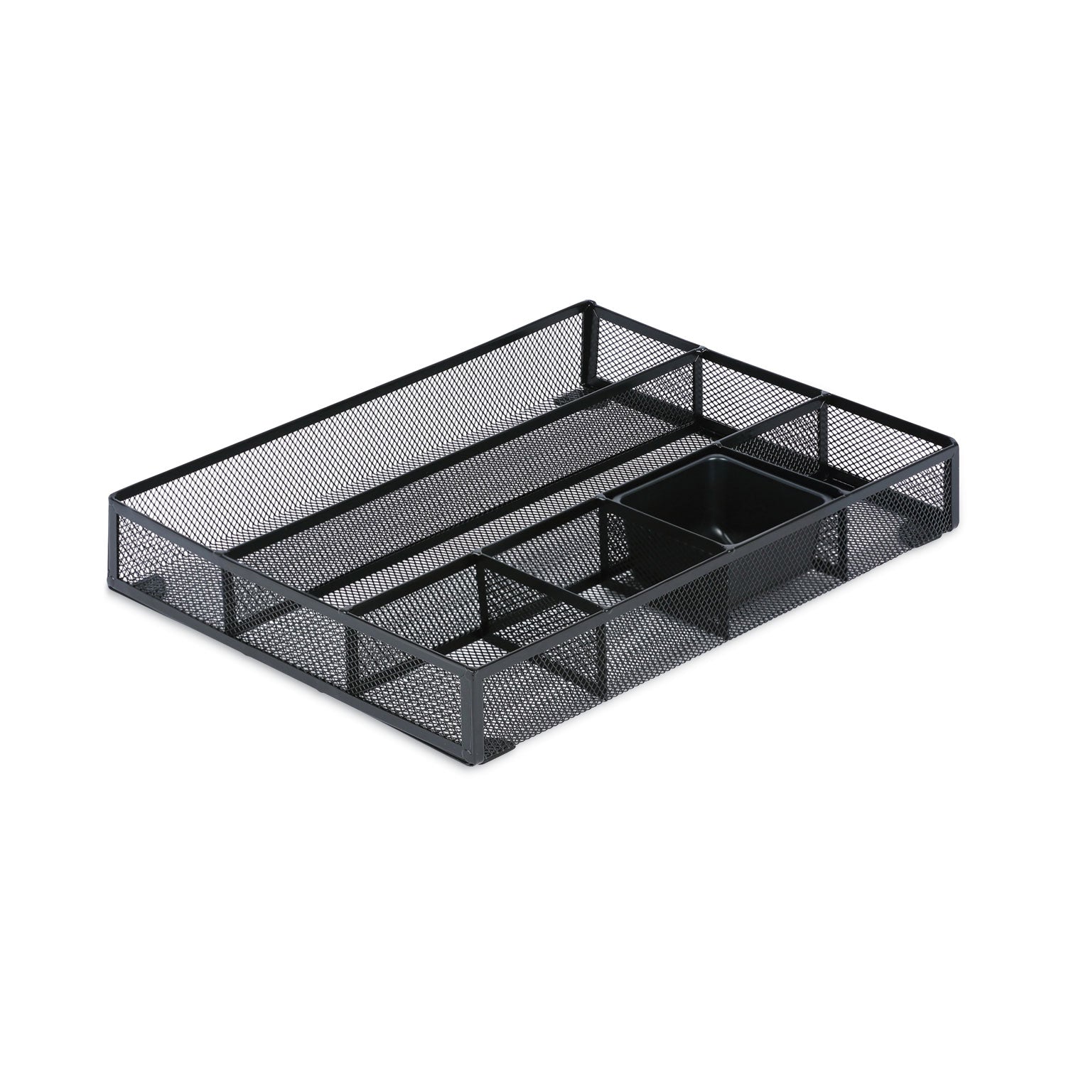 Universal® Metal Mesh Drawer Organizer, Six Compartments, 15 X 11.88 X 2.5, Black
