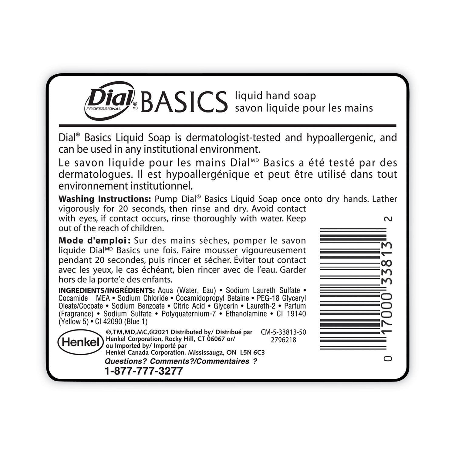 Dial® Professional Basics MP Free Liquid Hand Soap, Unscented, 16 oz, 12/Carton