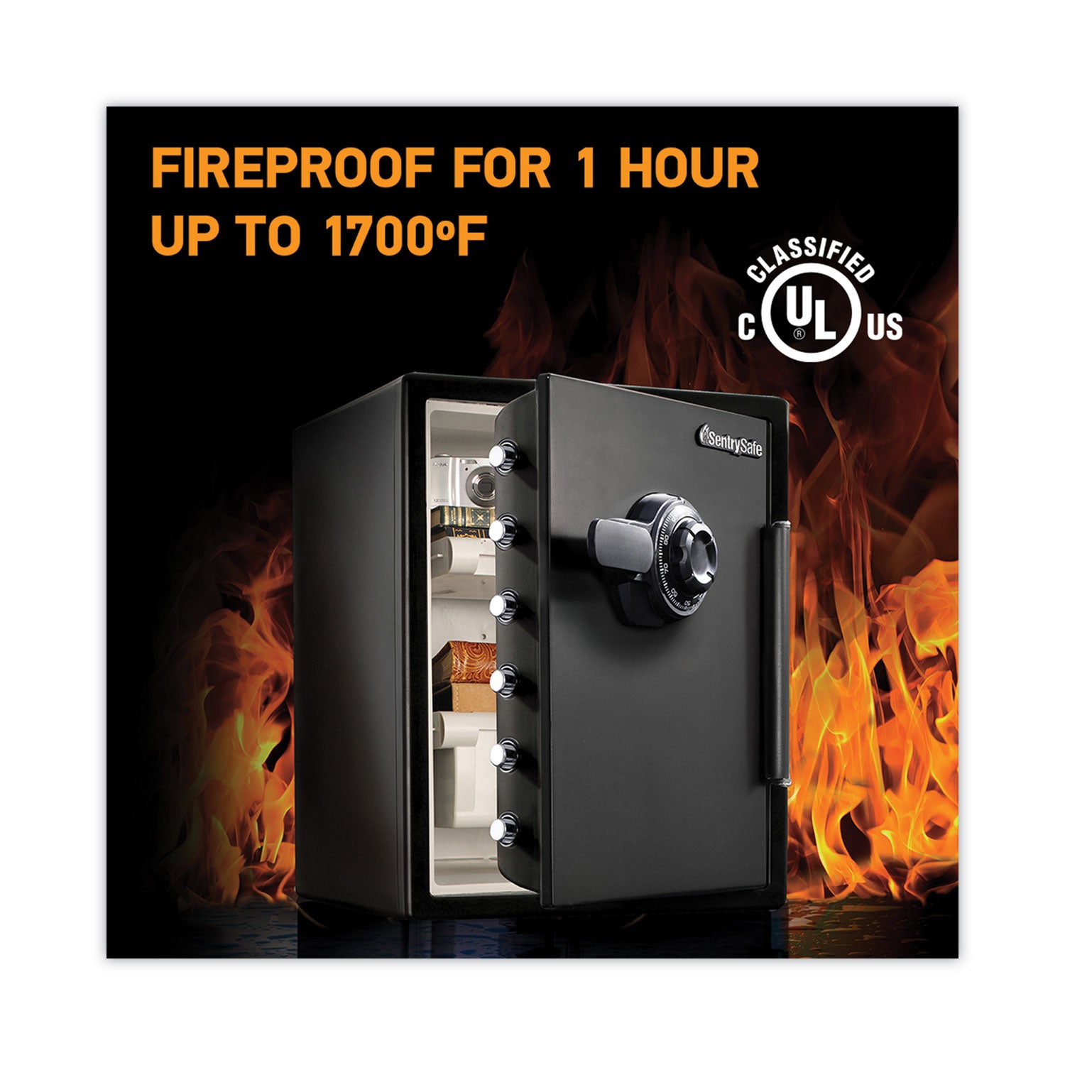 Sentry® Safe Fire-Safe With Combination Access, 2 Cu Ft, 18.6w X 19.3d X 23.8h, Black