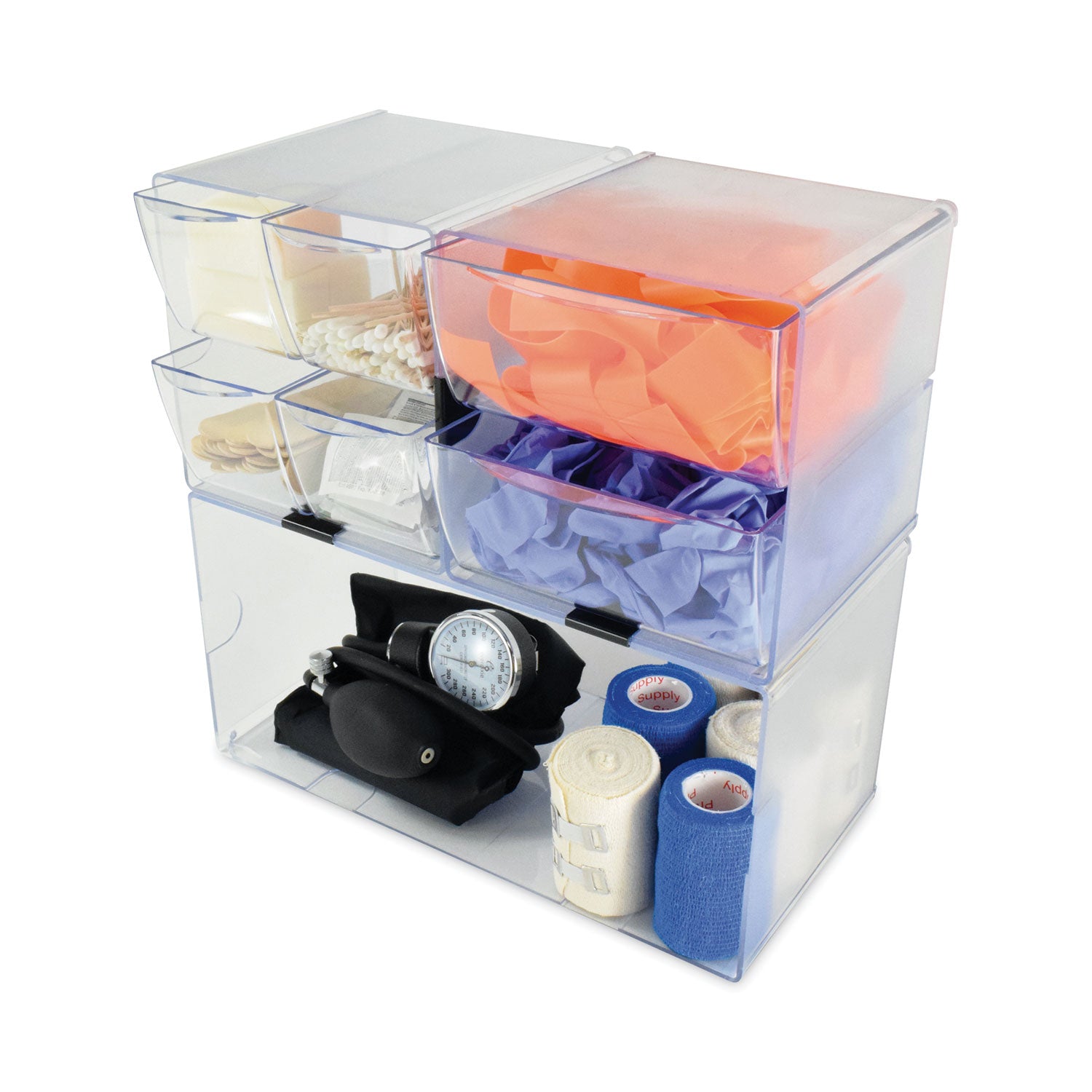 deflecto® Stackable Cube Organizer, Double Cube, Plastic, 12 x 6 x 6, Clear