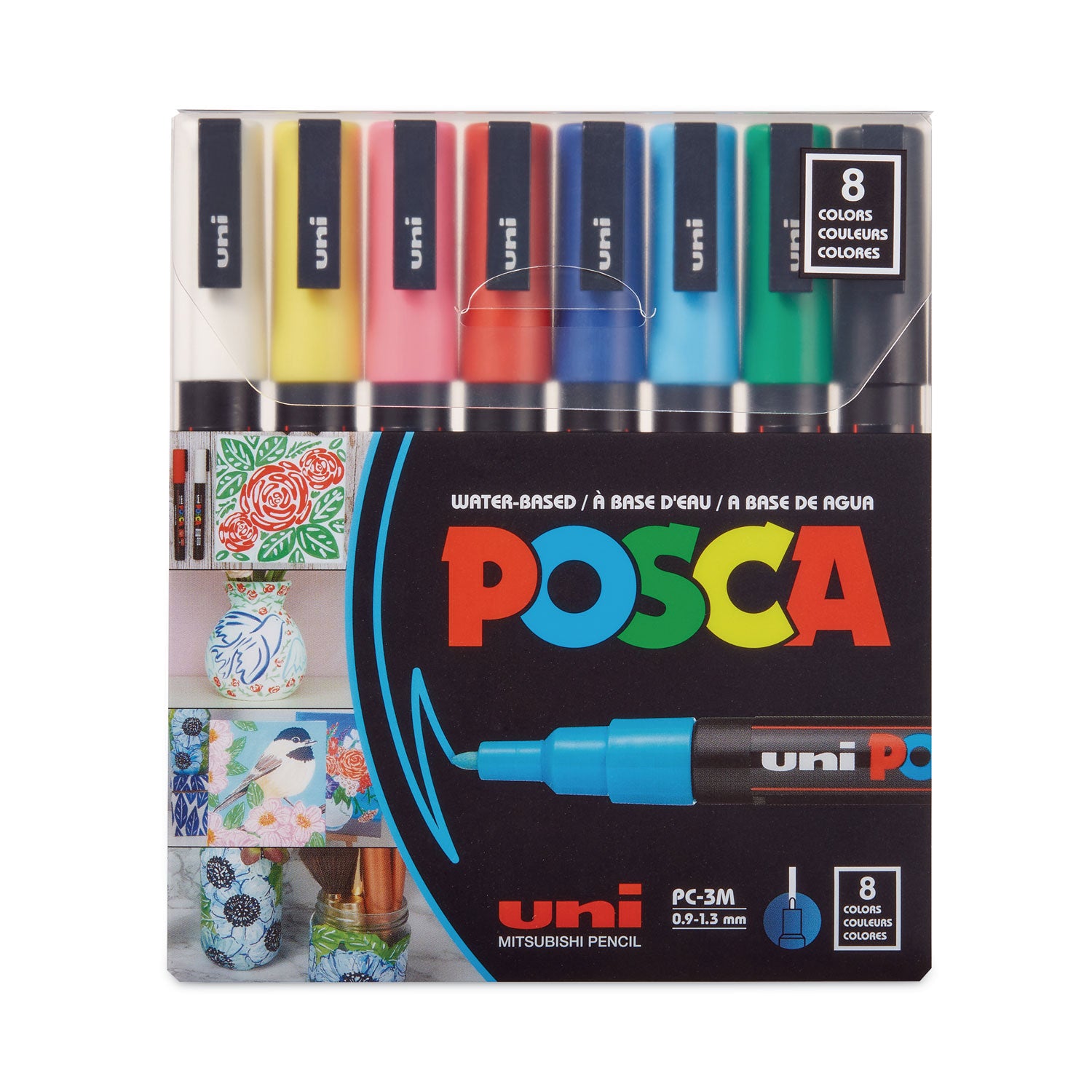 POSCA™ Water-Based Paint Markers, Fine Bullet Tip, Assorted Colors, 8/Pack