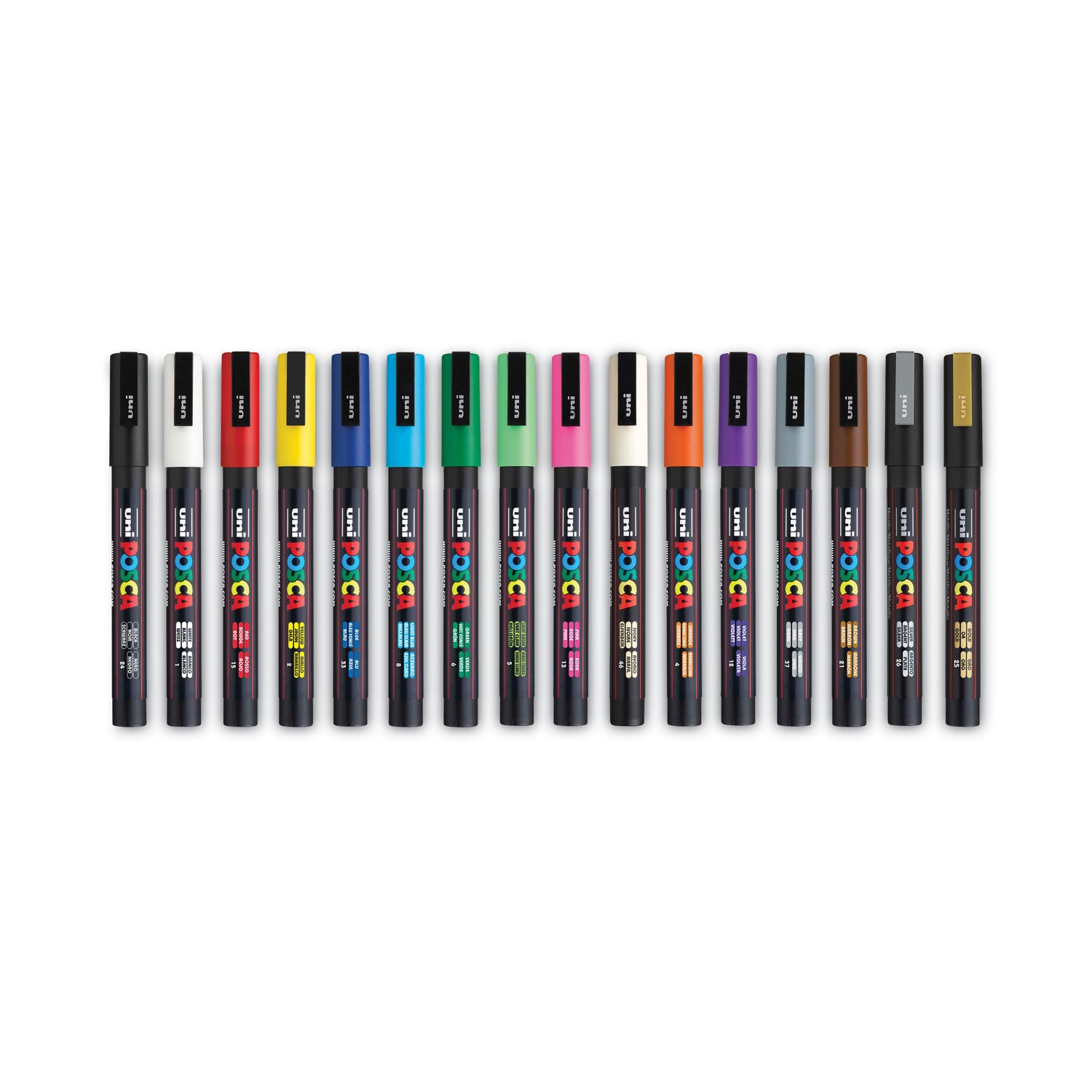 POSCA™ Water-Based Paint Markers, Fine Bullet Tip, Assorted Colors,16/Pack