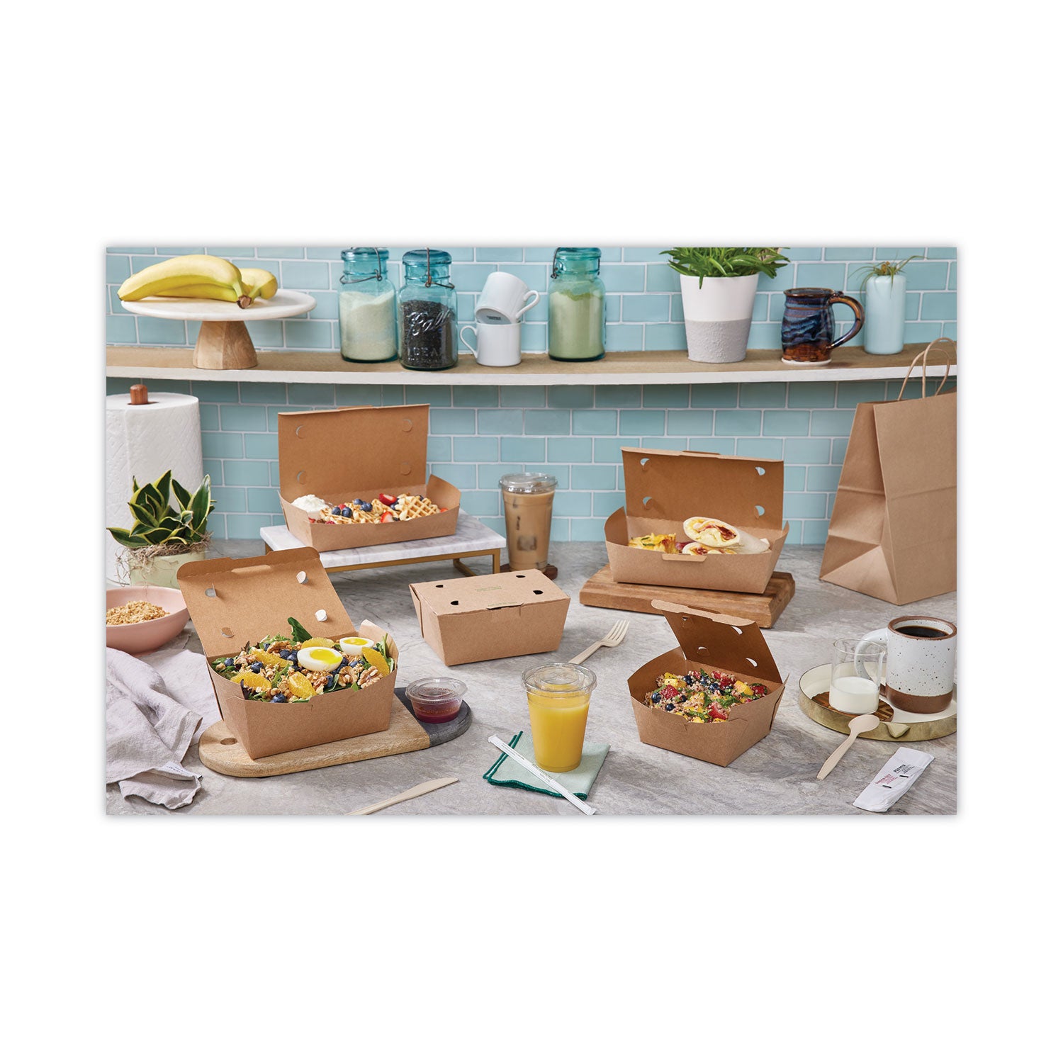 Pactiv Evergreen EarthChoice Tamper Evident OneBox Paper Box, 9.04 x 4.85 x 2.75, Brown, 162/Carton