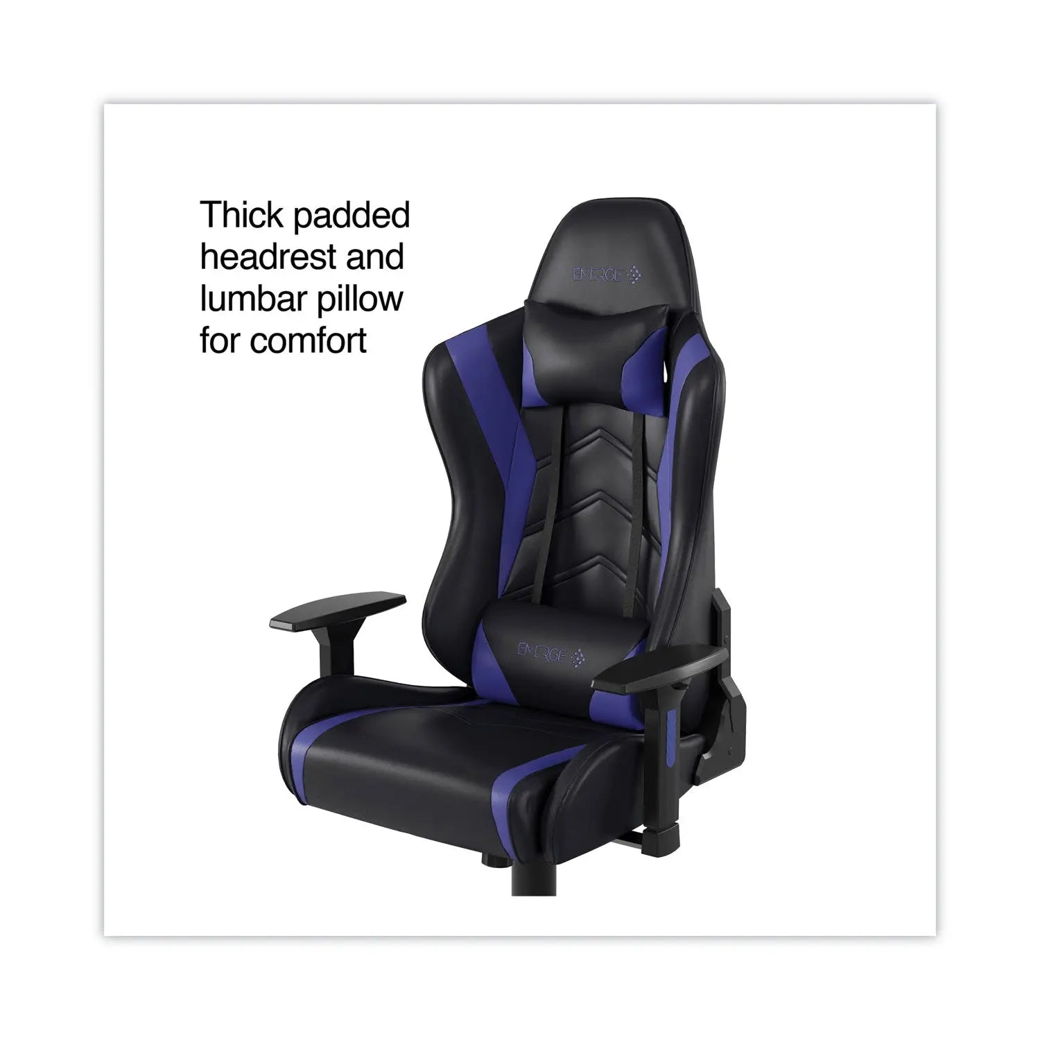Emerge™ Vartan Bonded Leather Gaming Chair, Supports Up to 275 lbs, Blue/Black Seat, Blue/Black Back, Black Base Emerge™ Flipcost