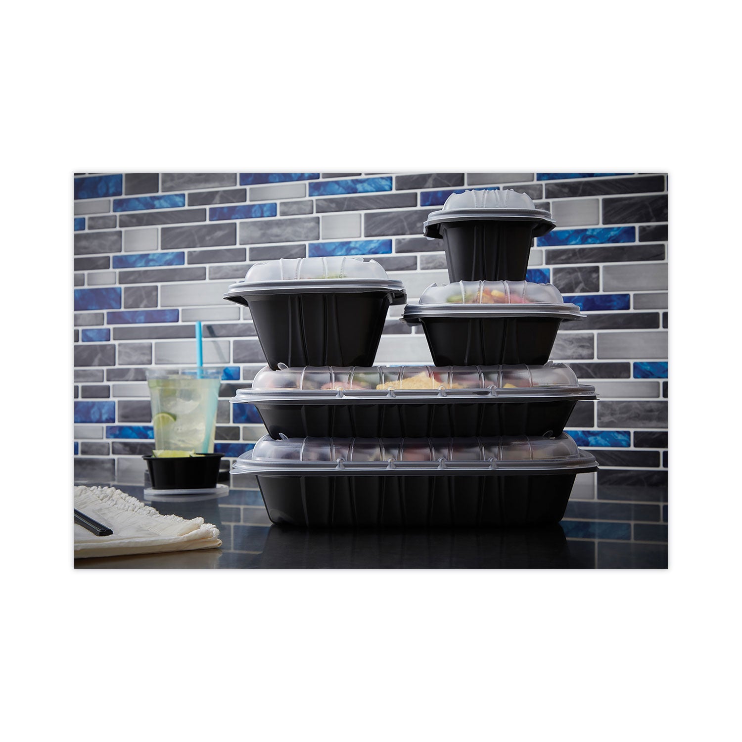 Pactiv Evergreen EarthChoice Entree2Go Takeout Container, 64 oz, 11.75 x 8.75 x 2.13, Black, Plastic, 200/Carton