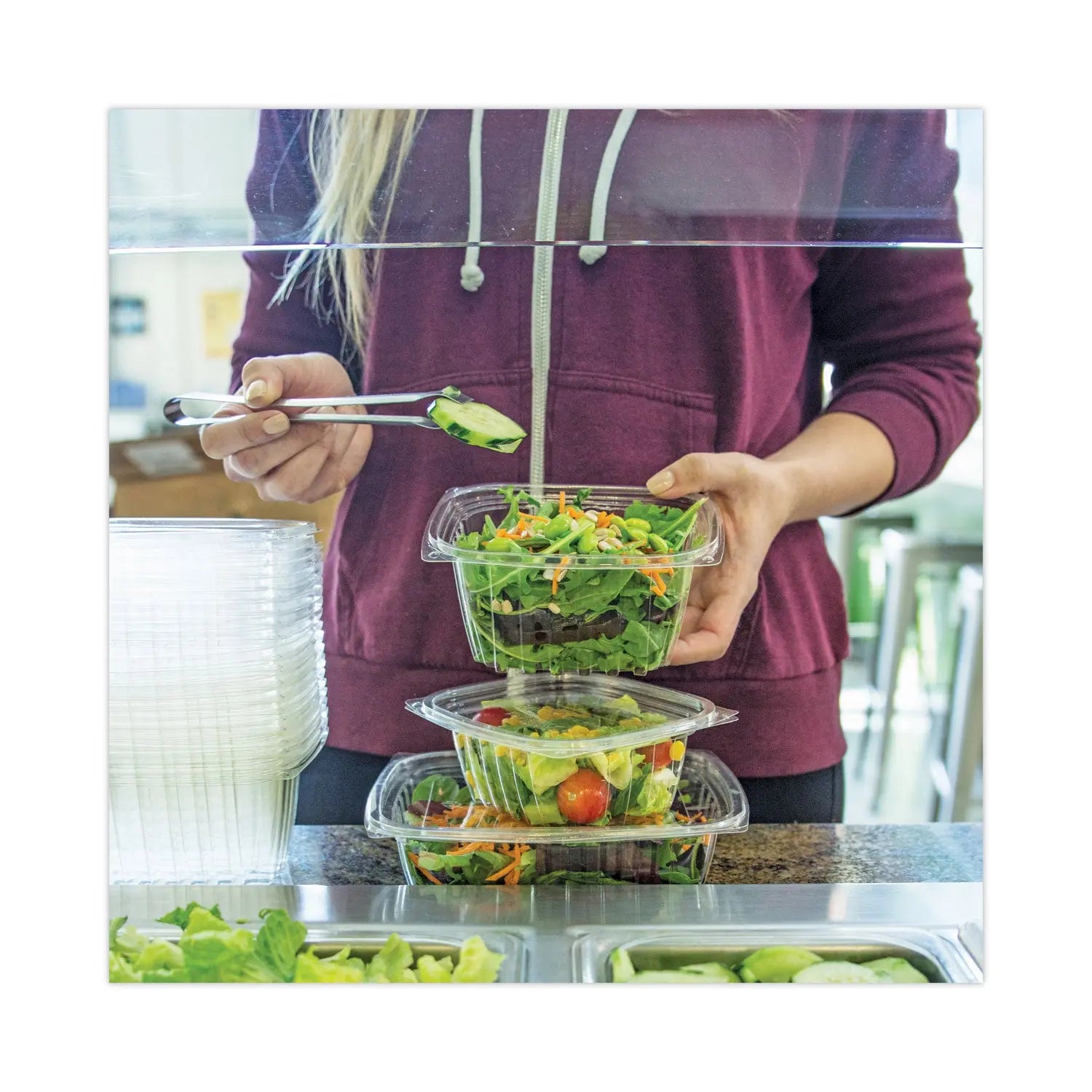 PLA Rectangular Deli Container Lids, 4.8 x 5.9 x 0.3, Clear, Plastic, 900/Carton World Centric® Flipcost