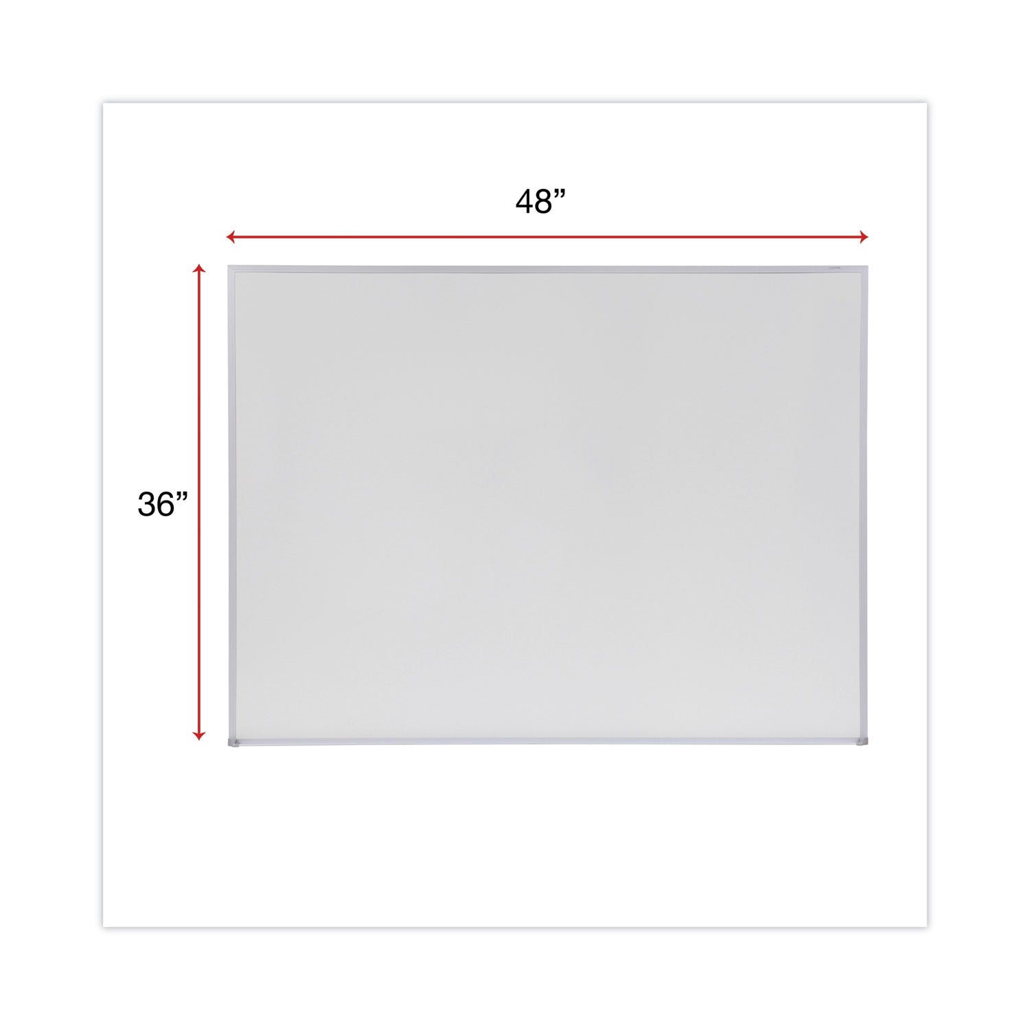 Universal® Melamine Dry Erase Board with Aluminum Frame, 48" x 36", White Surface, Anodized Aluminum Frame