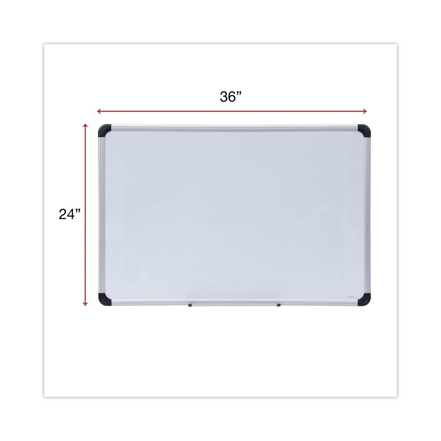 Universal® Magnetic Steel Dry Erase Marker Board, 36" x 24", White Surface, Satin Aluminum Frame