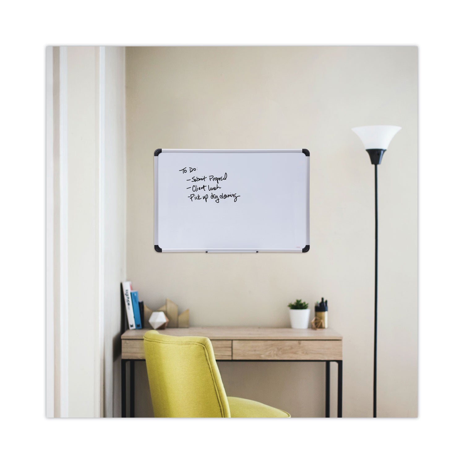 Universal® Magnetic Steel Dry Erase Marker Board, 36" x 24", White Surface, Satin Aluminum Frame