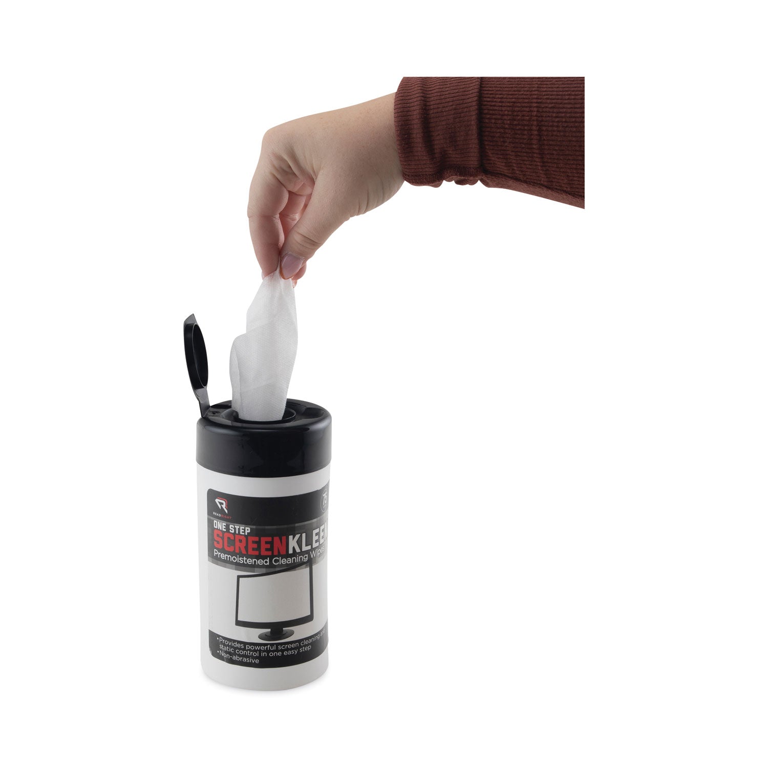 Read Right® OneStep CRT Screen Cleaner Wet Wipes, Cloth, 5.25 x 5.75, Unscented, 75/Tub