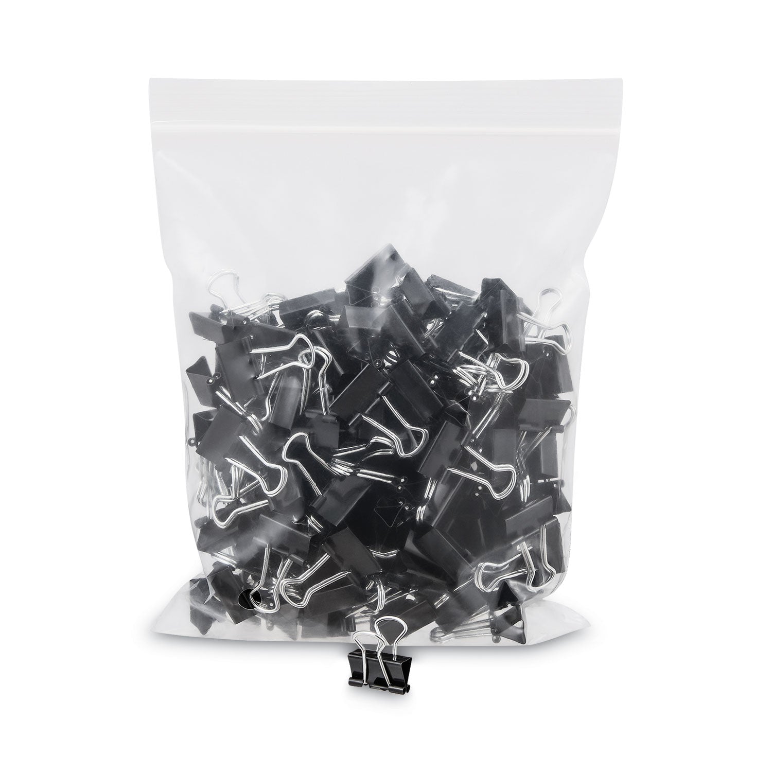Universal® Binder Clip Zip-Seal Bag Value Pack, Mini, Black/Silver, 144/Pack