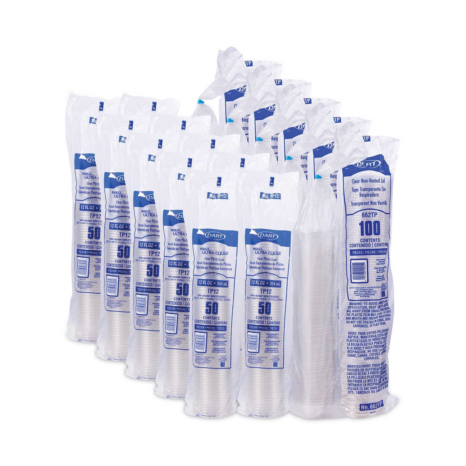 Dart® Clear PET Grab n Go Kit Combo with Insert, 12 oz, Plastic, Clear, 500/Carton