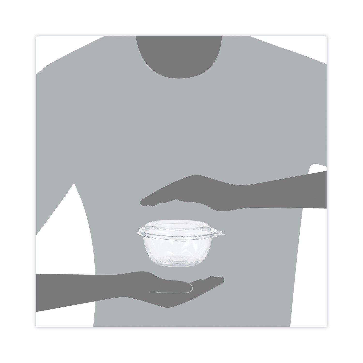 Dart® Tamper-Resistant, Tamper-Evident Bowls with Dome Lid, 12 oz, 5.5" Diameter x 2.6" h, Clear, Plastic, 240/Carton