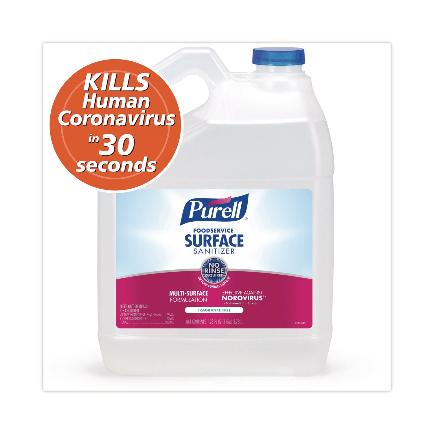 PURELL® Foodservice Surface Sanitizer, Fragrance Free, 1 Gal Bottle, 4/carton