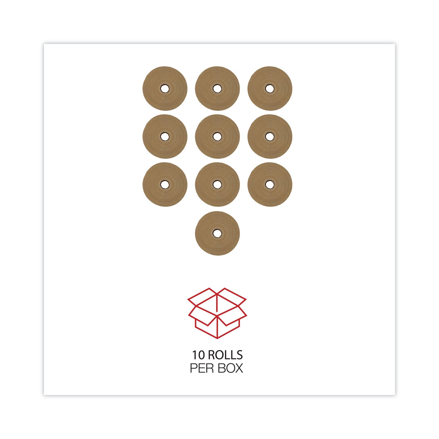 General Supply Glass-Fiber Reinforced Gummed Kraft Sealing Tape, 3" Core, 3" X 450 Ft, Brown, 10/carton