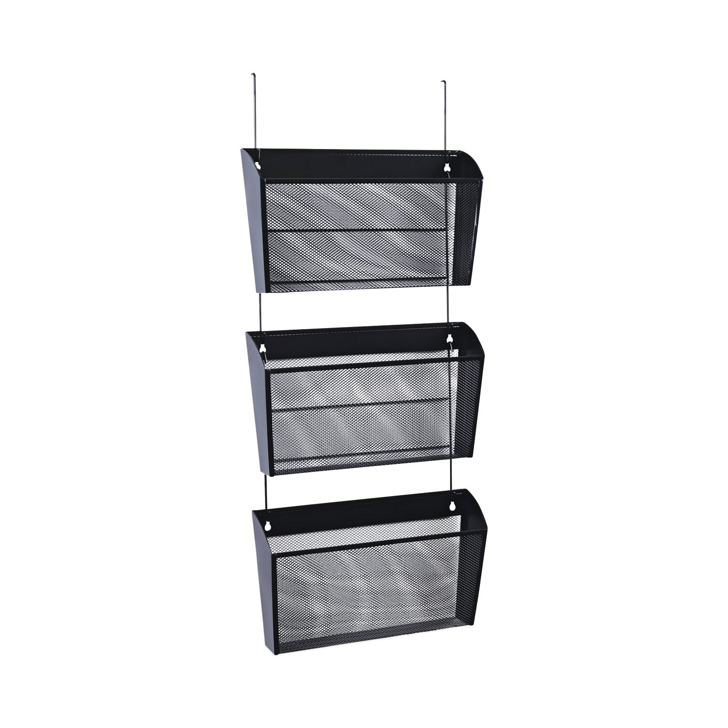 Universal® Mesh Three-Pack Wall Files, 3 Sections, Letter Size, 14.13" x 3.38" x 8.5", Black