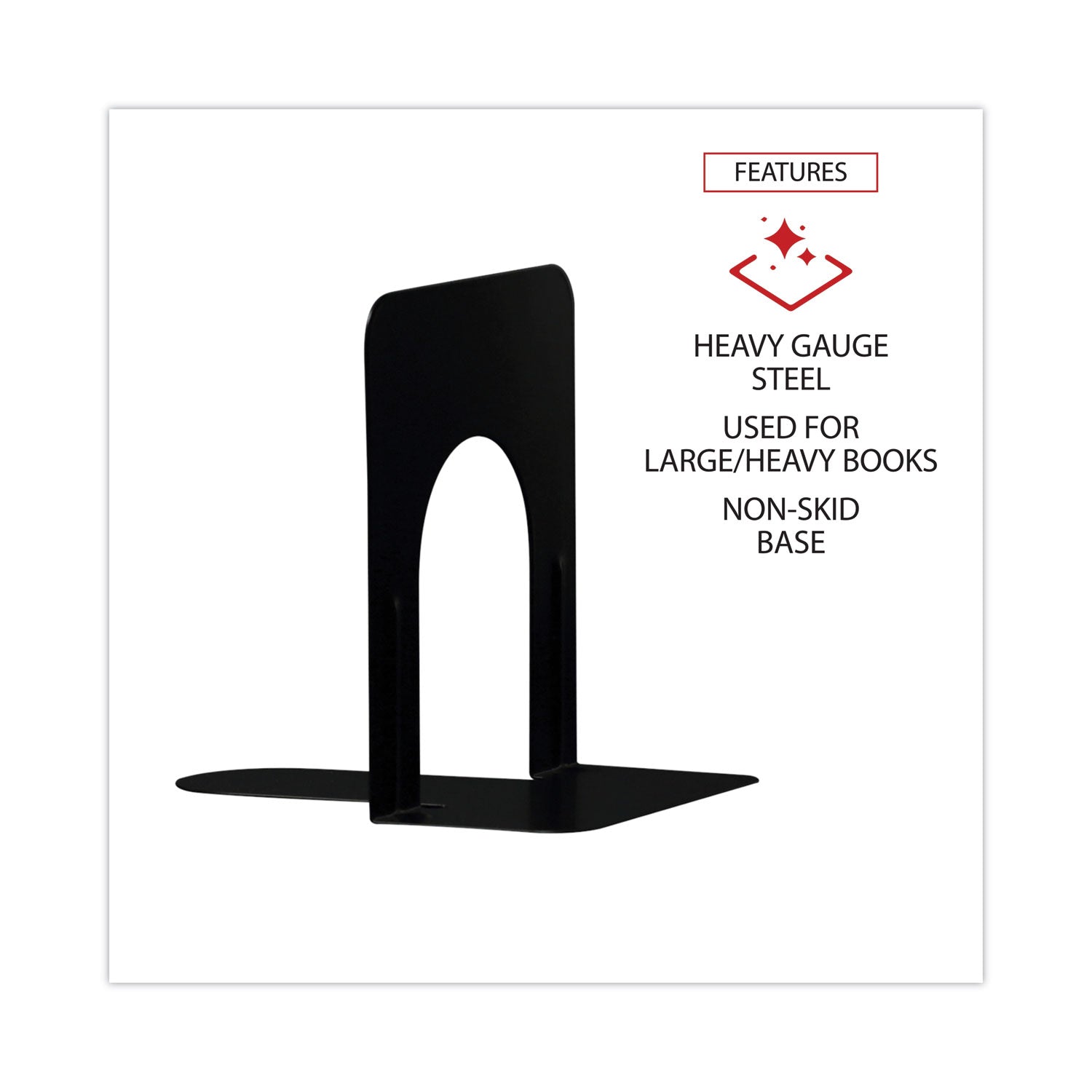 Universal® Economy Bookends, Nonskid, 4.75 x 5.25 x 5, Heavy Gauge Steel, Black, 1 Pair