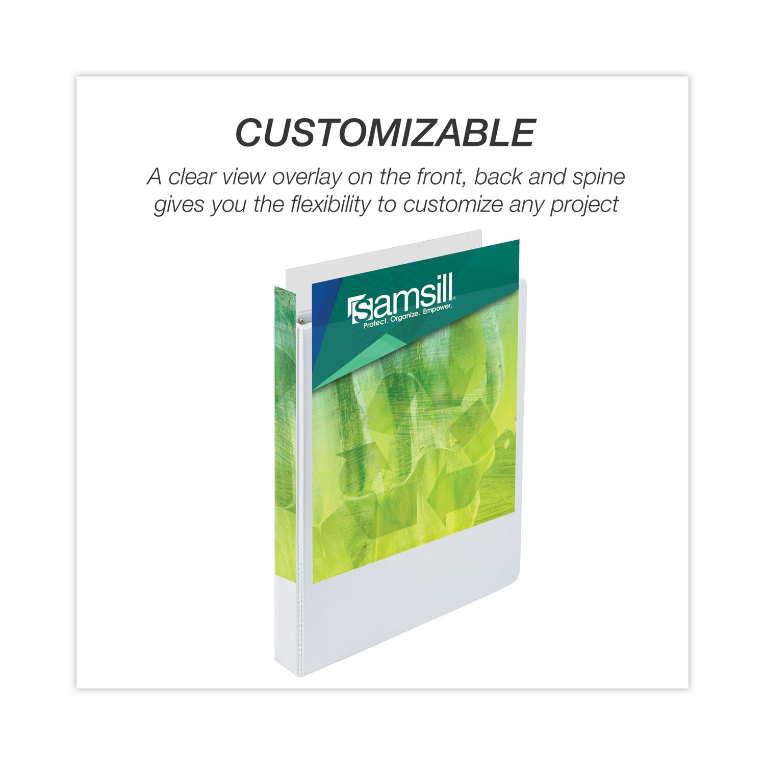 Samsill® Earth's Choice Plant-Based Round Ring View Binder, 3 Rings, 1" Capacity, 11 x 8.5, White