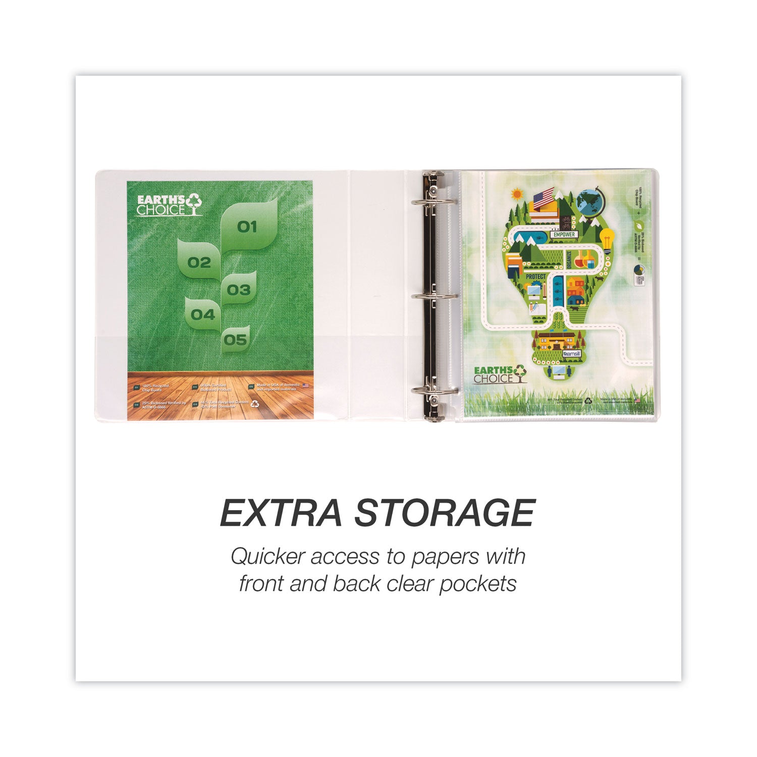 Samsill® Earth's Choice Plant-Based Round Ring View Binder, 3 Rings, 3" Capacity, 11 x 8.5, White