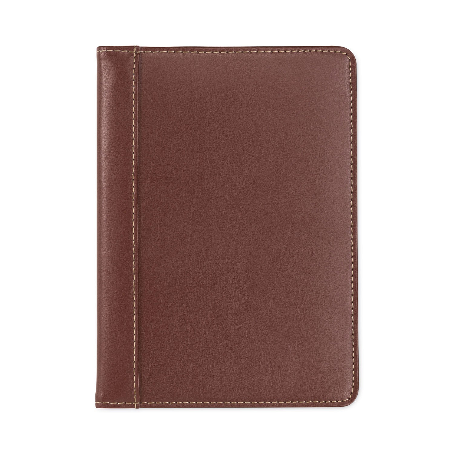 Contrast Stitch Leather Padfolio, 6.25w x 8.75h, Open Style, Brown