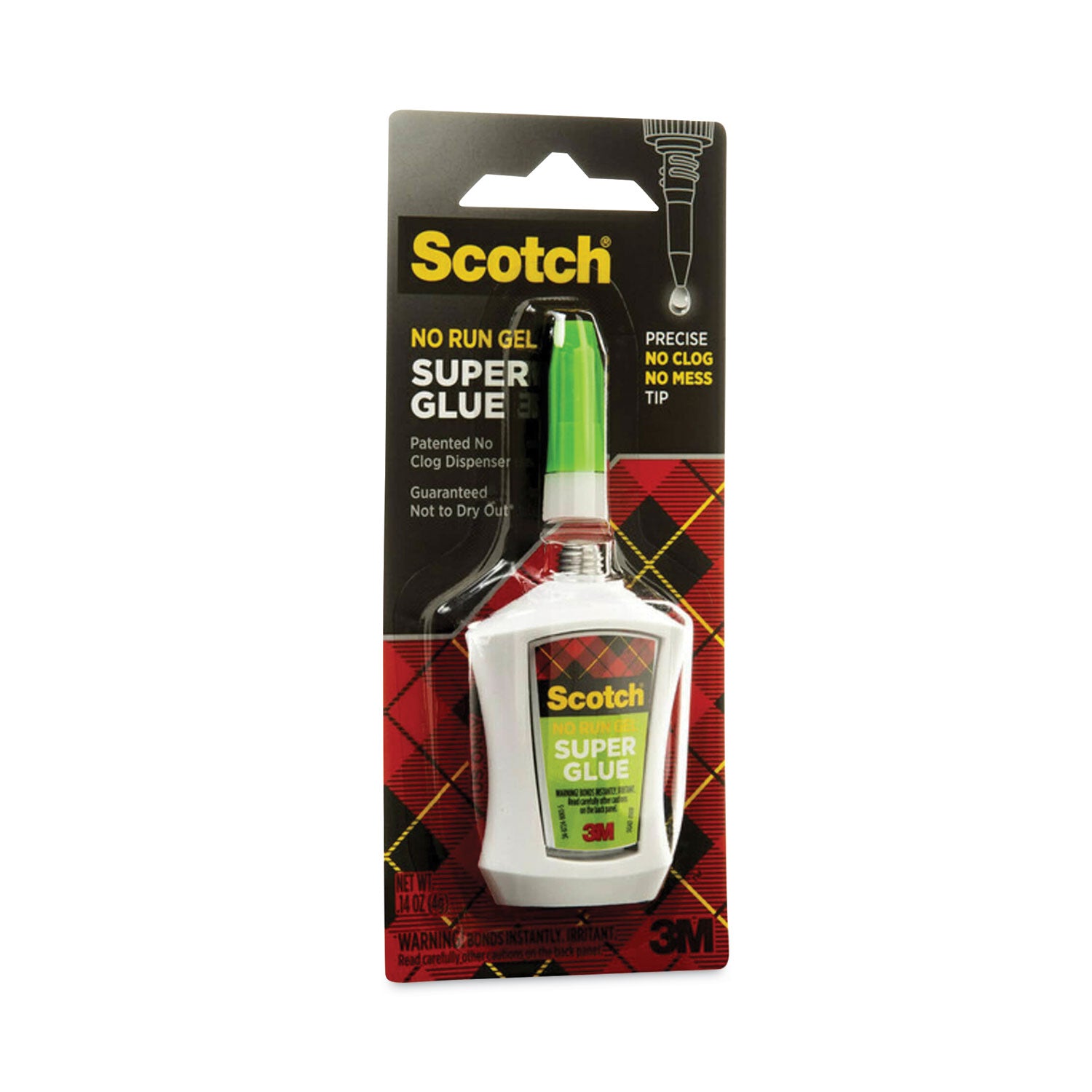 Scotch® Super Glue No-Run Gel With Precision Applicator, 0.14 Oz, Dries Clear