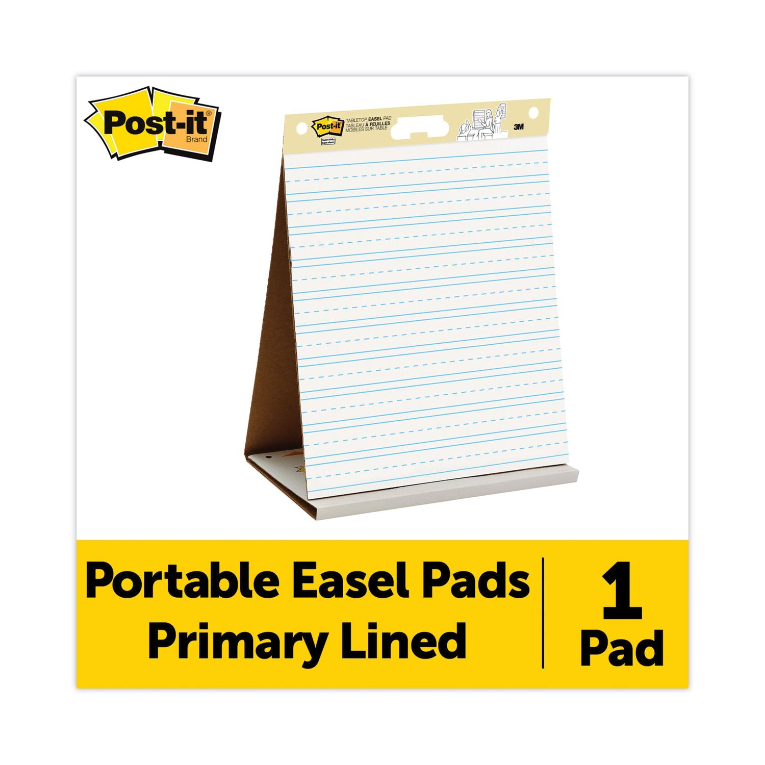 Post-it® Easel Pads Super Sticky Self-Stick Tabletop Easel Pad with Command Strips, Presentation Format (1.5" Rule), 20 x 23, White, 20 Sheets